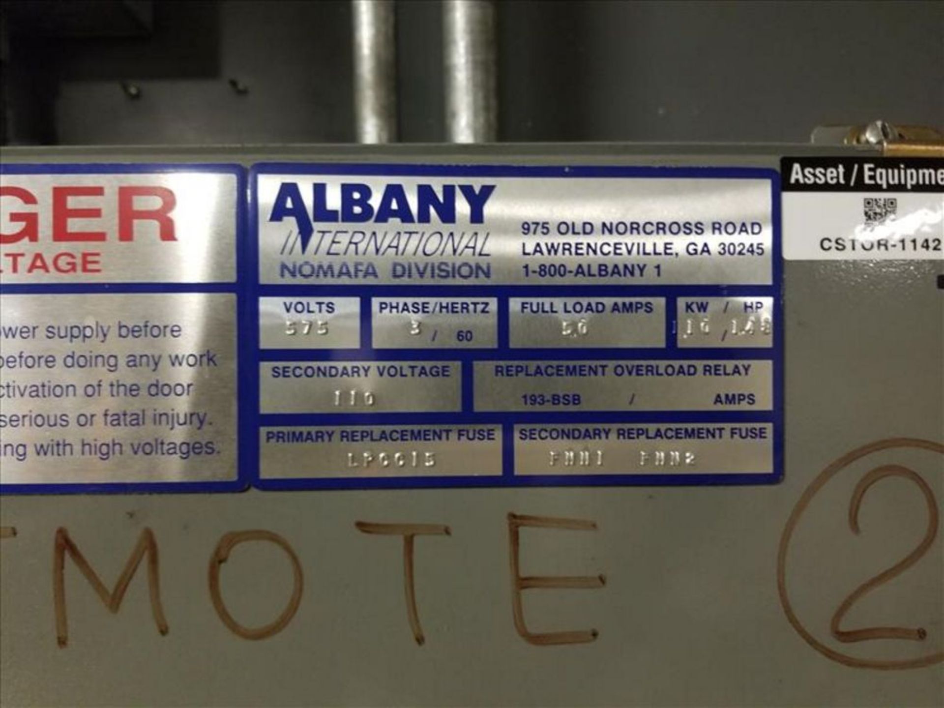 Albany Rapid Roll up Door, Model 670, Ser. no 12034 [Across from 1st Flr Cage Area] - Image 2 of 4