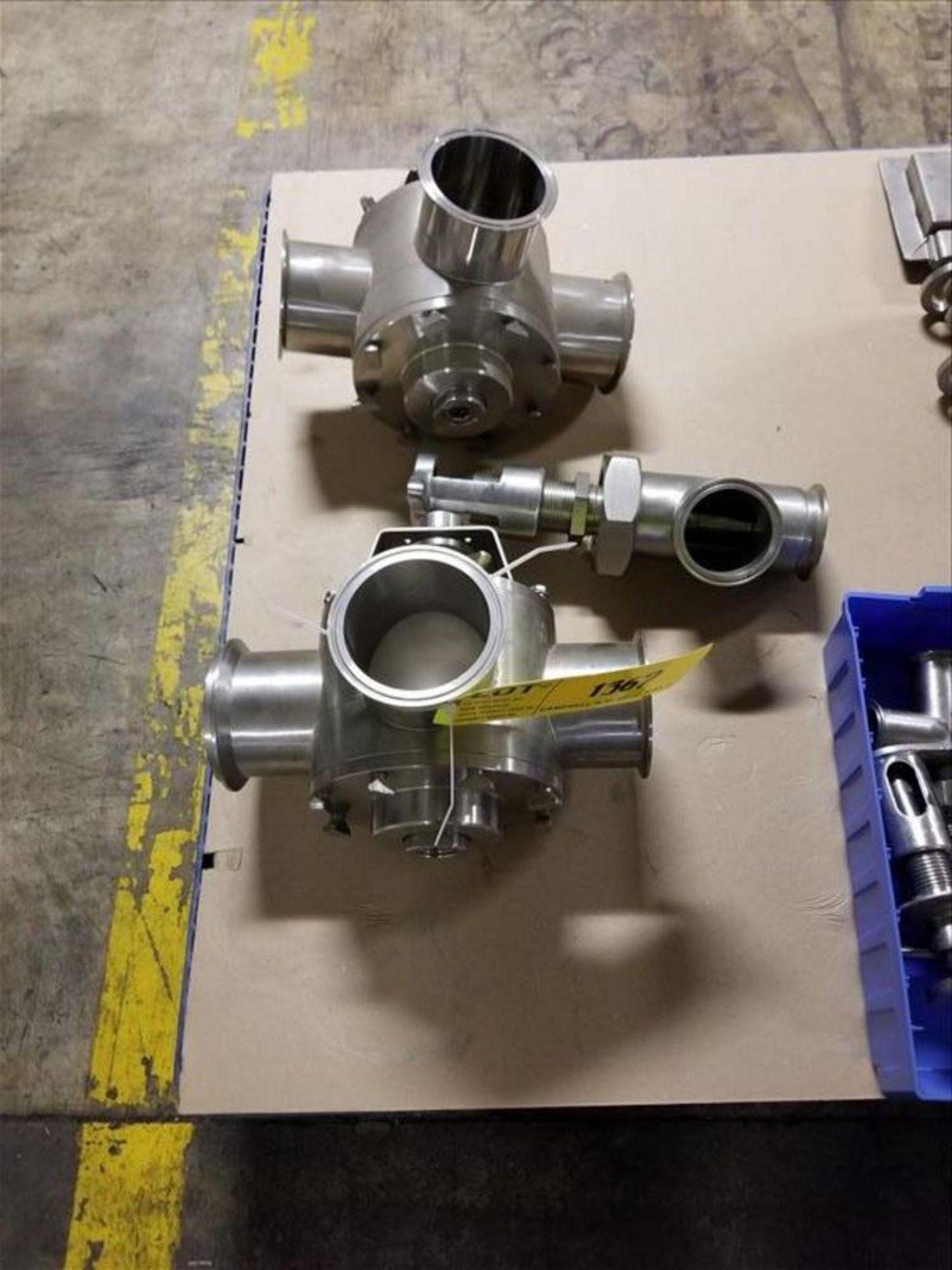 Lot of (2) Stainless 3-Way Valve, and (6) Pressure Relief / Throttle Valve [Across from 1st Flr Cage