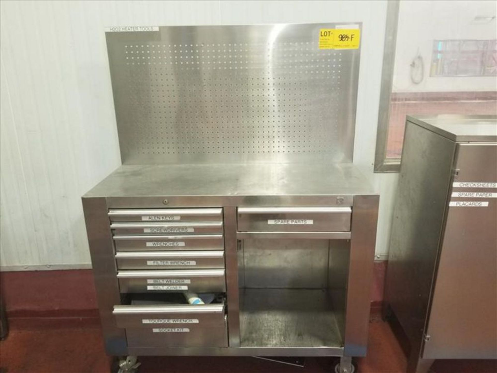 Stainless table and tool chest with work vise and 8 drawers mobile tool chest and (1) mobile