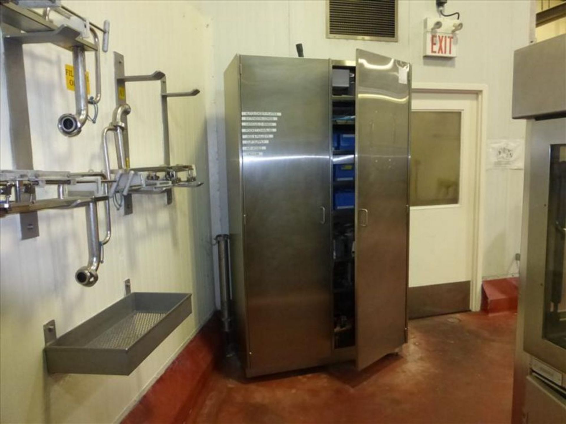 (3) Stainless parts cabinet with parts 2 door parts cabinets with assorted combi block filler