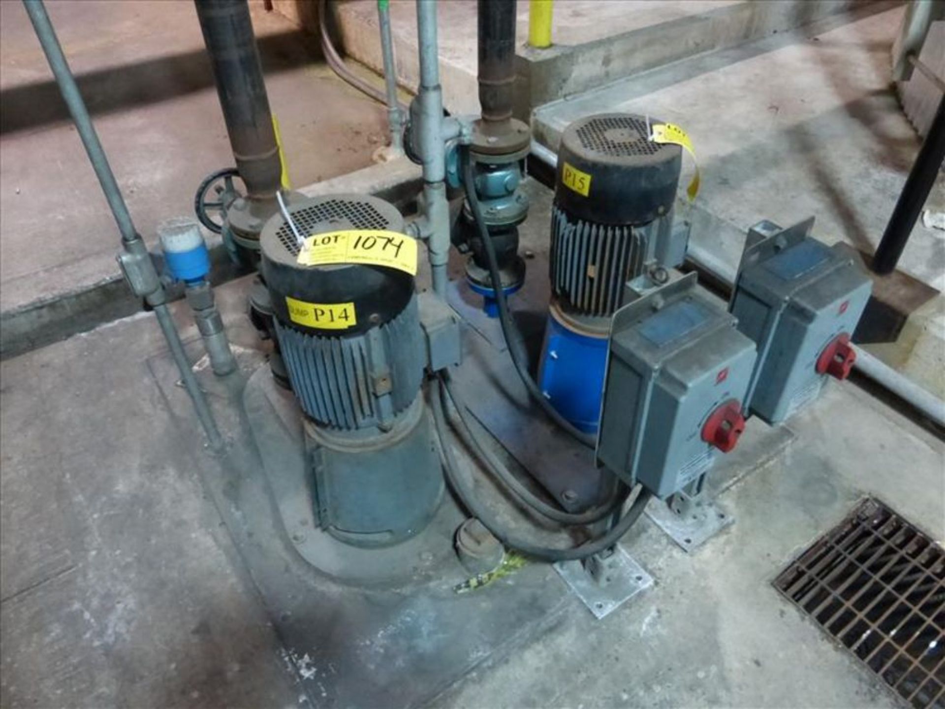 (2) Vertical water pumps with approx 7. 5hp Brook Crompton drive motor[Heat Recovery Storage Tanks