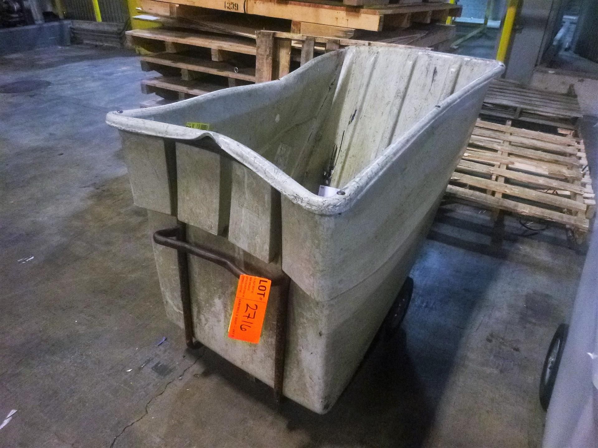 tilting dumpster on casters, 1 CU. YD, plastic. [Warehouse, 1st Floor]