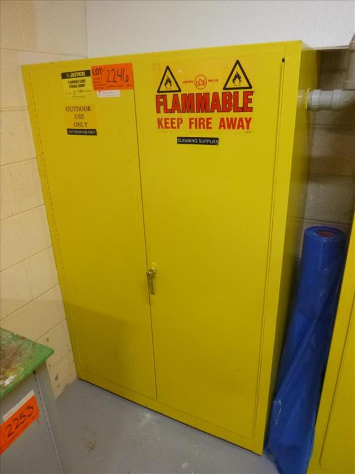 JustRite flammables cabinet, 45 gal. [Paint Shop, 1st Floor]