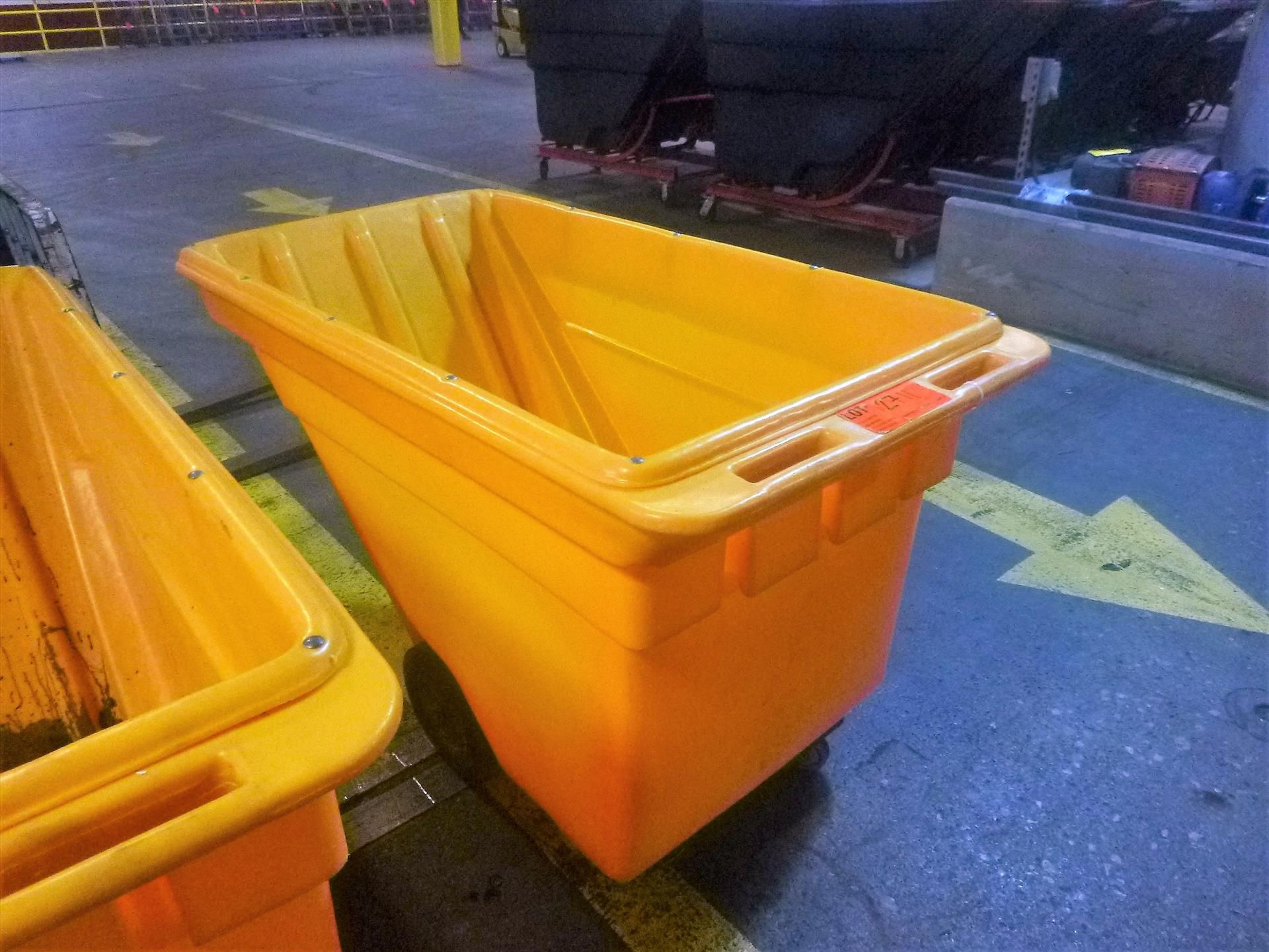 tilting dumpster on casters, 1 CU. YD, plastic. [Warehouse, 1st Floor]