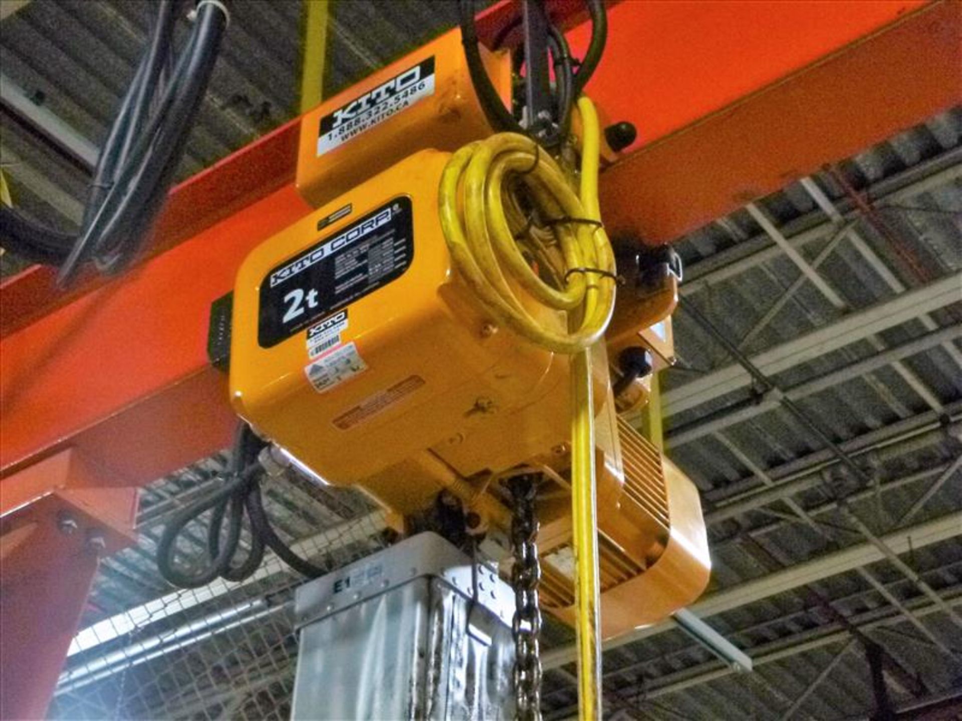 Carney battery lifting system w/ A-frame gantry, 2-ton cap., Kito 2-ton electric chain hoist and - Image 2 of 3