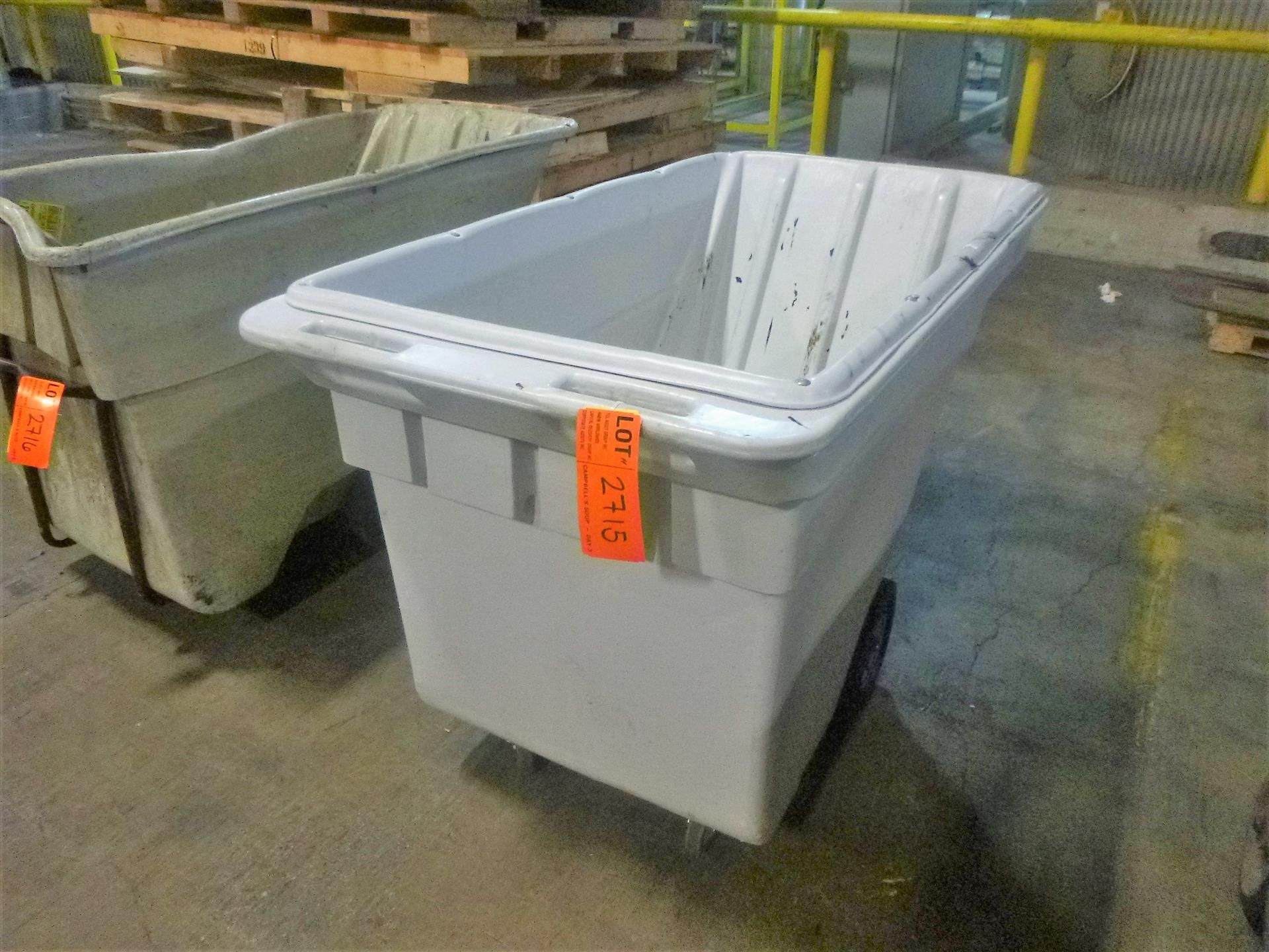 tilting dumpster on casters, 1 CU. YD, plastic. [Warehouse, 1st Floor]