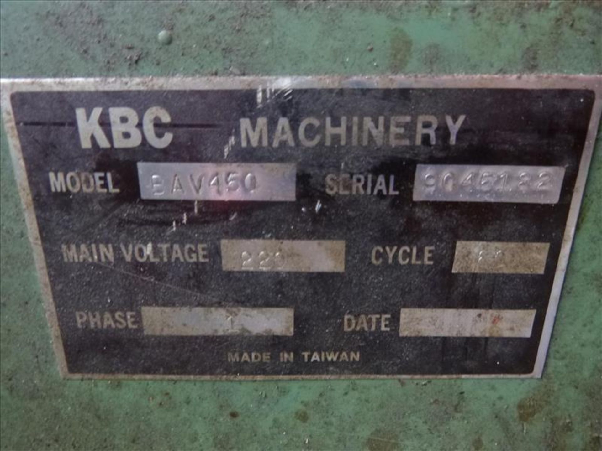 KBC vertical band saw, mod. BAV450, ser. no. 9045181, 18 in. throat [Large Shop, 2nd Floor] - Image 3 of 3