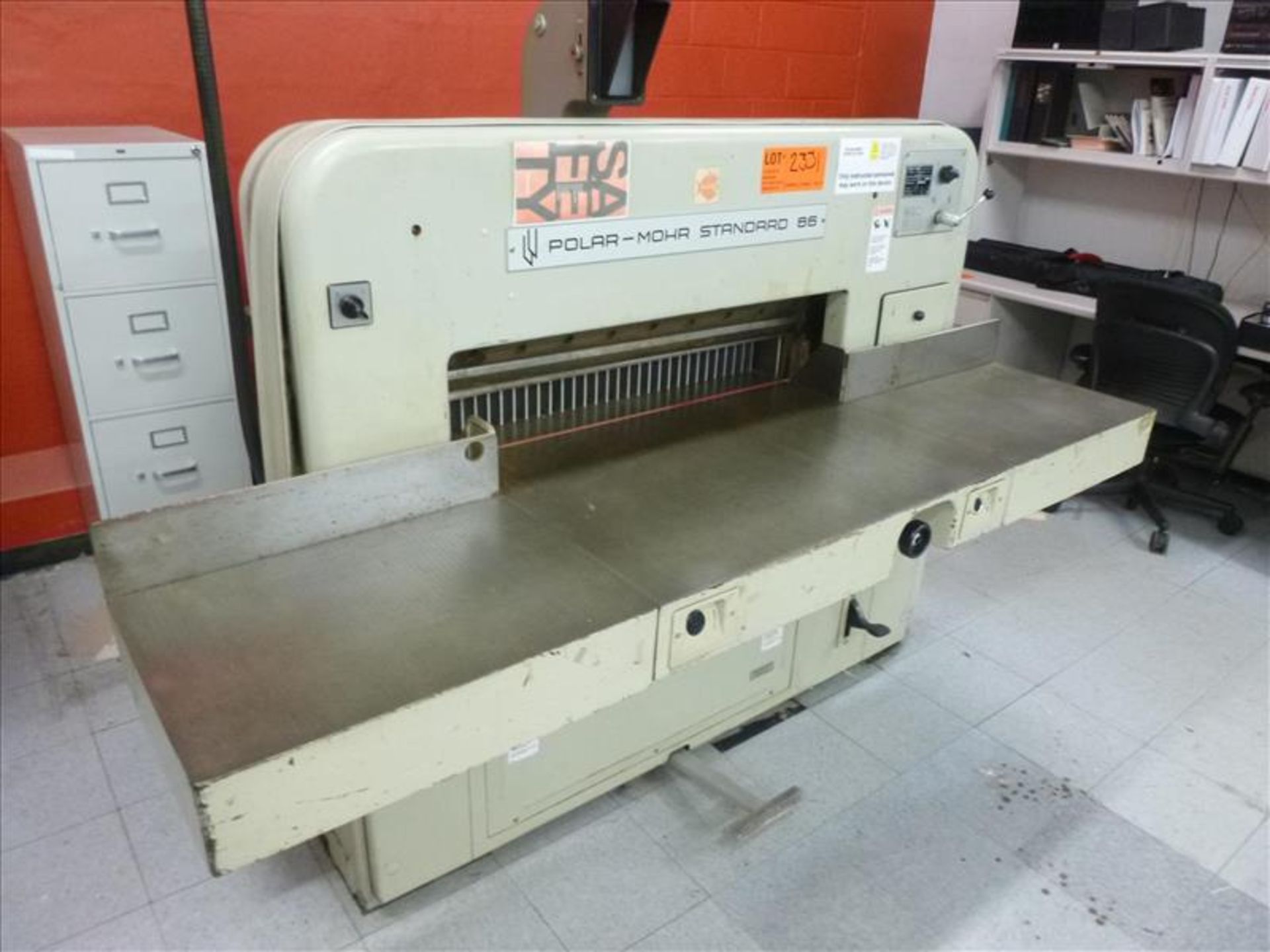 Polar-Mohr Standard 86 paper cutter, mod. 86ST, ser. no. 3/69/0294 [Mail Room, 1st Floor]