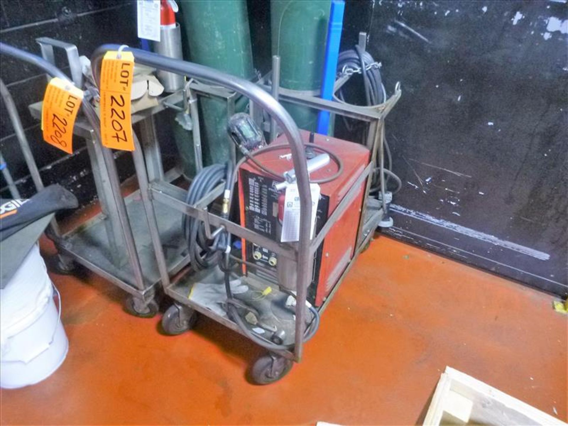 Pro-Line welder, mod. 225, ser. no. JH208090 c/w s/s cart (excluding cylinders) [Small Shop, 2nd - Image 2 of 3