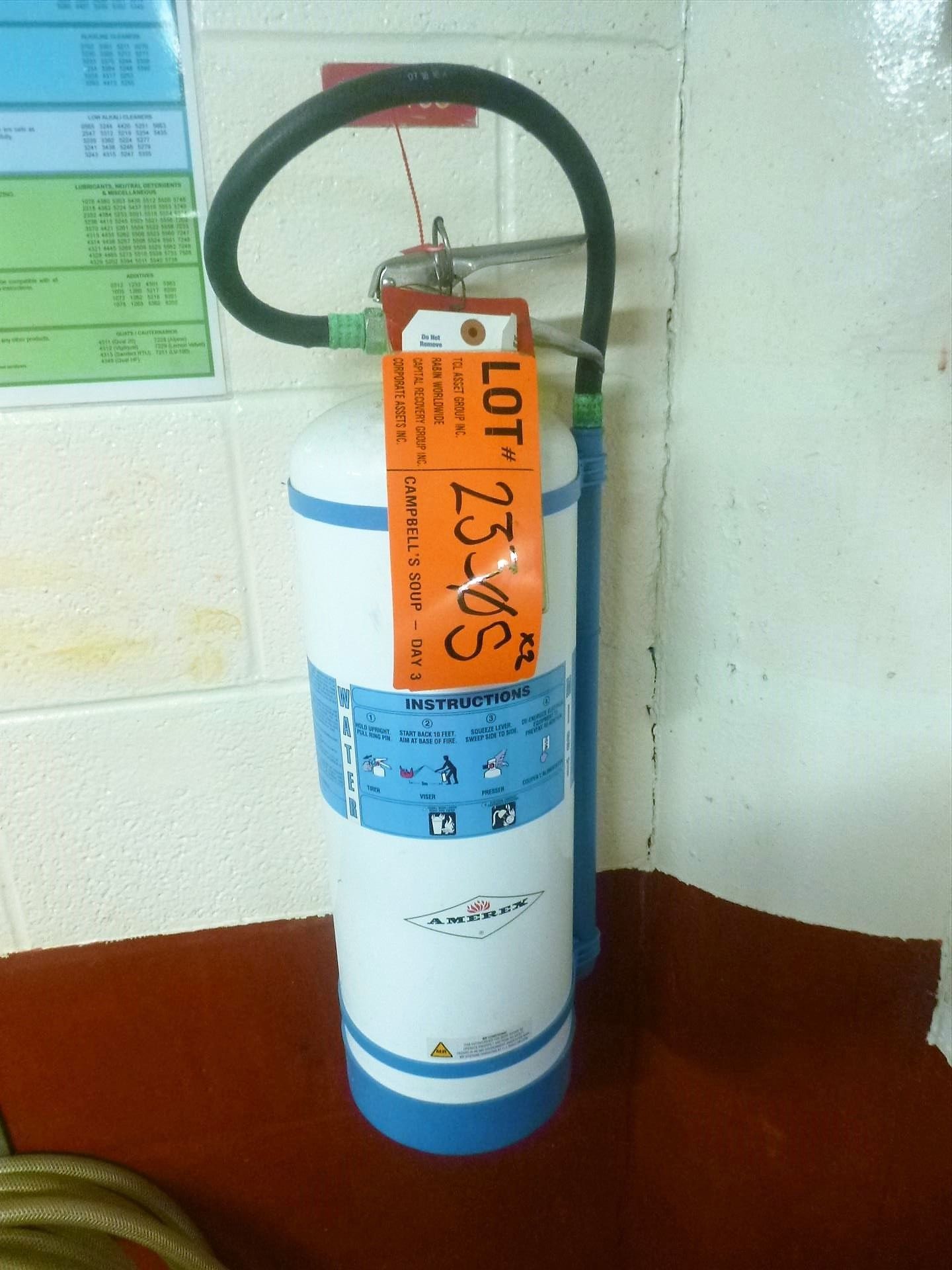 (2) water-mist fire extinguishers [Chemical Room, 1st Floor]