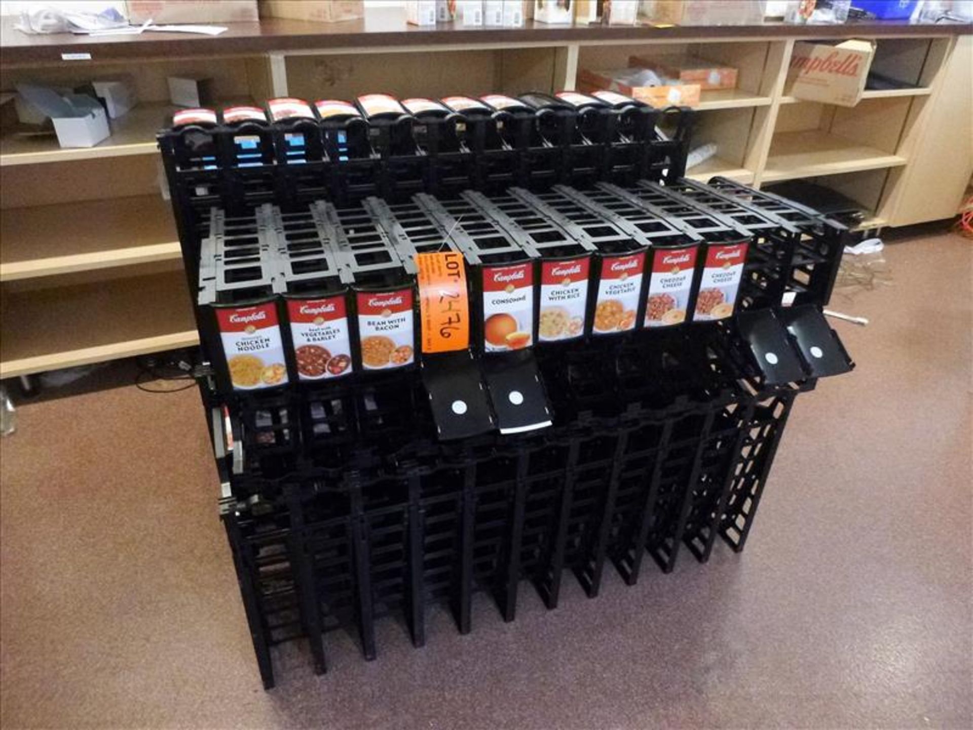 soup can display rack [Cafeteria/Store, 1st Floor]