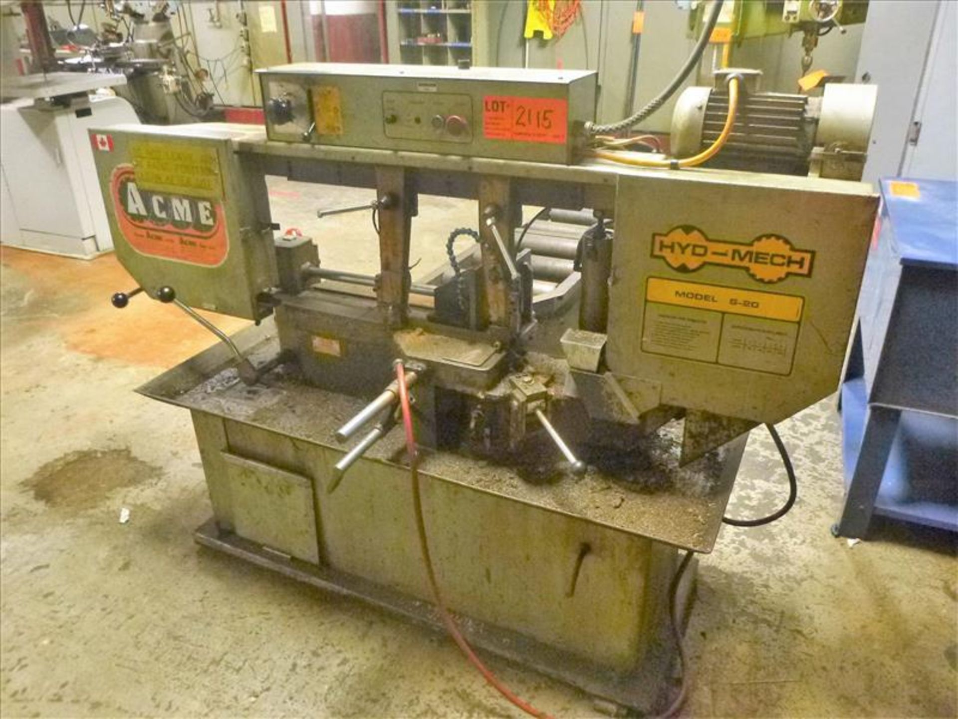 Hyd-Mech horizontal band saw, mod. S-20, ser. no. 21189419, 2 hp c/w exit conveyor [Machine Shop, - Image 2 of 4