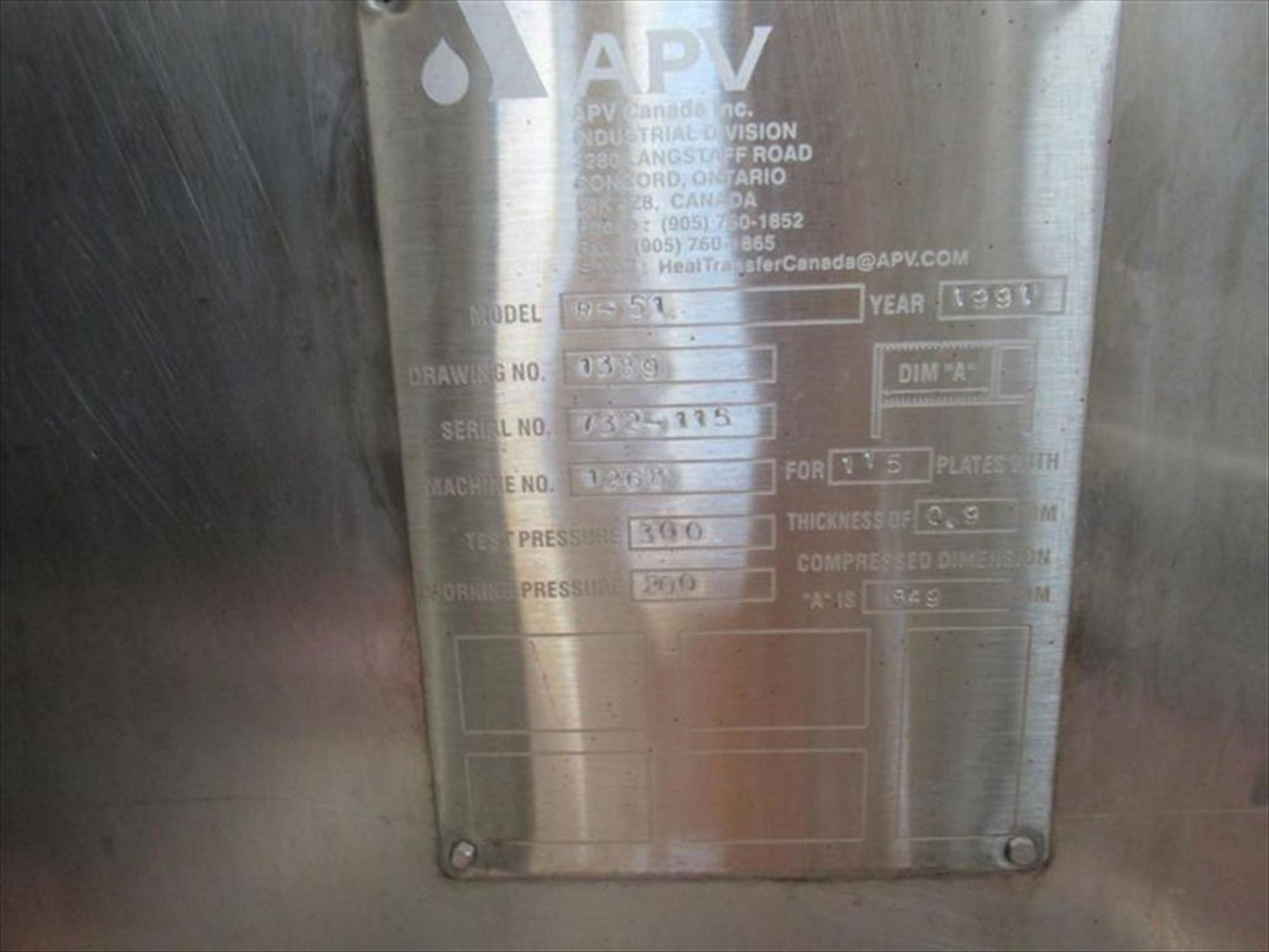 APV plate-in-frame sterilizer #2 mod. no. R-51 ser. no. 732-115 para flow with 316ss packed - Image 2 of 2