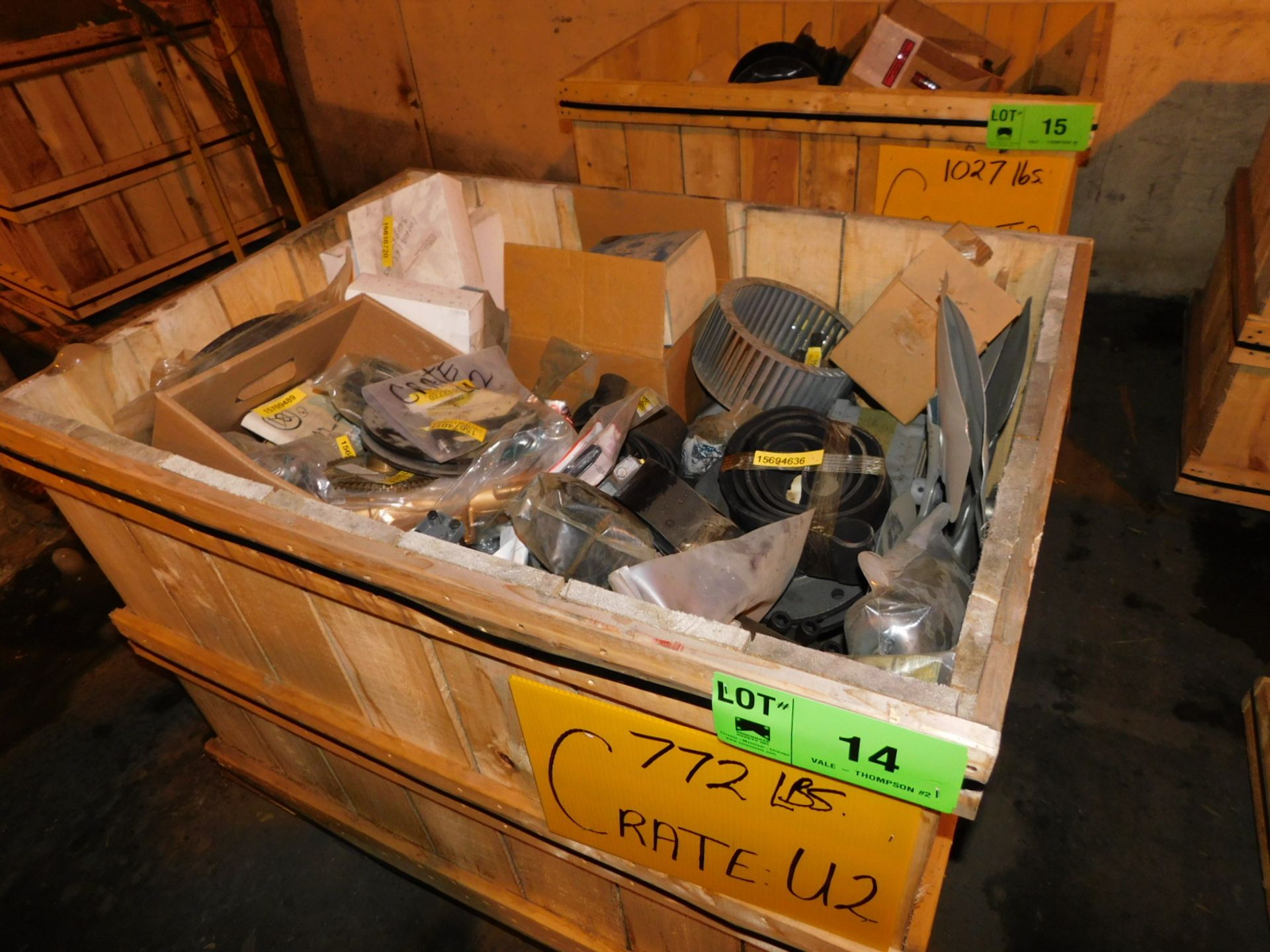 LOT/ CONTENTS OF CRATE INCLUDING SOLENOID VALVES, FILTERS, PUSH RODS, O-RINGS, IMPELLERS, SEAL KITS,