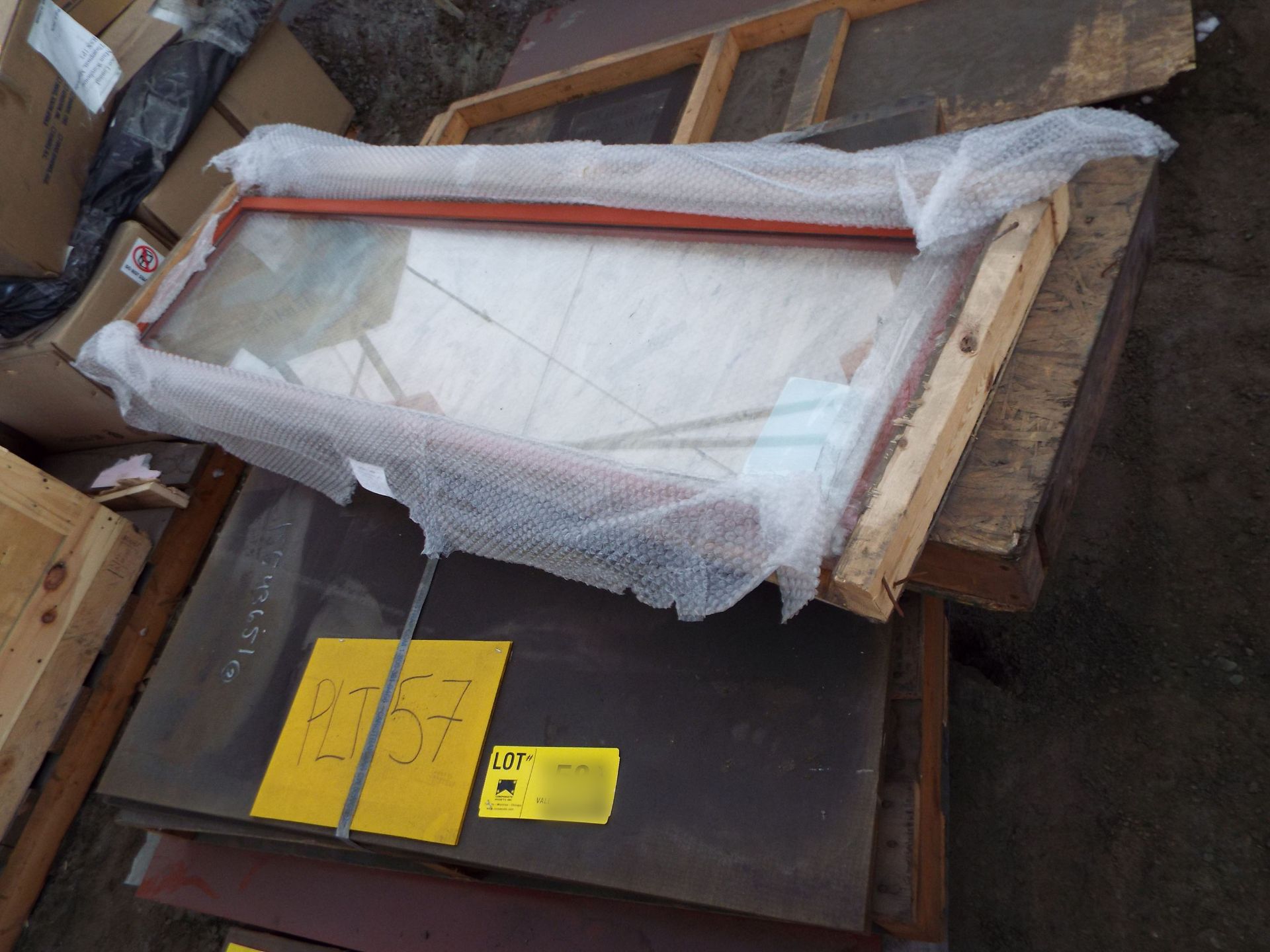 LOT/ CONTENTS OF SKID - (1) 44.5" W X 47" L X 1" THICK HIGH- PRESSURE PLASTIC RESIN SHEET; (2) 1/