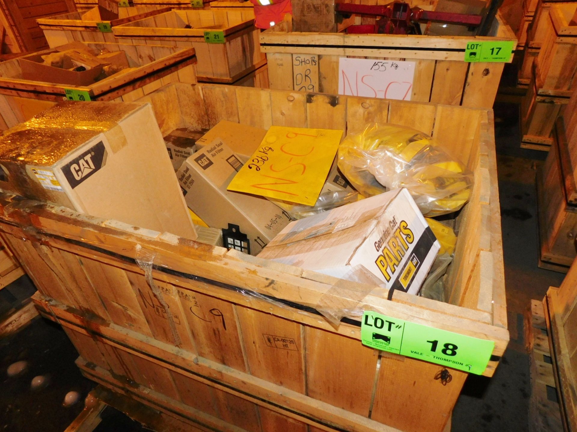 LOT/ CONTENTS OF CRATE INCLUDING CATERPILLAR PARTS, FILTERS, REGULATORS, ACCUMULATORS, AIR