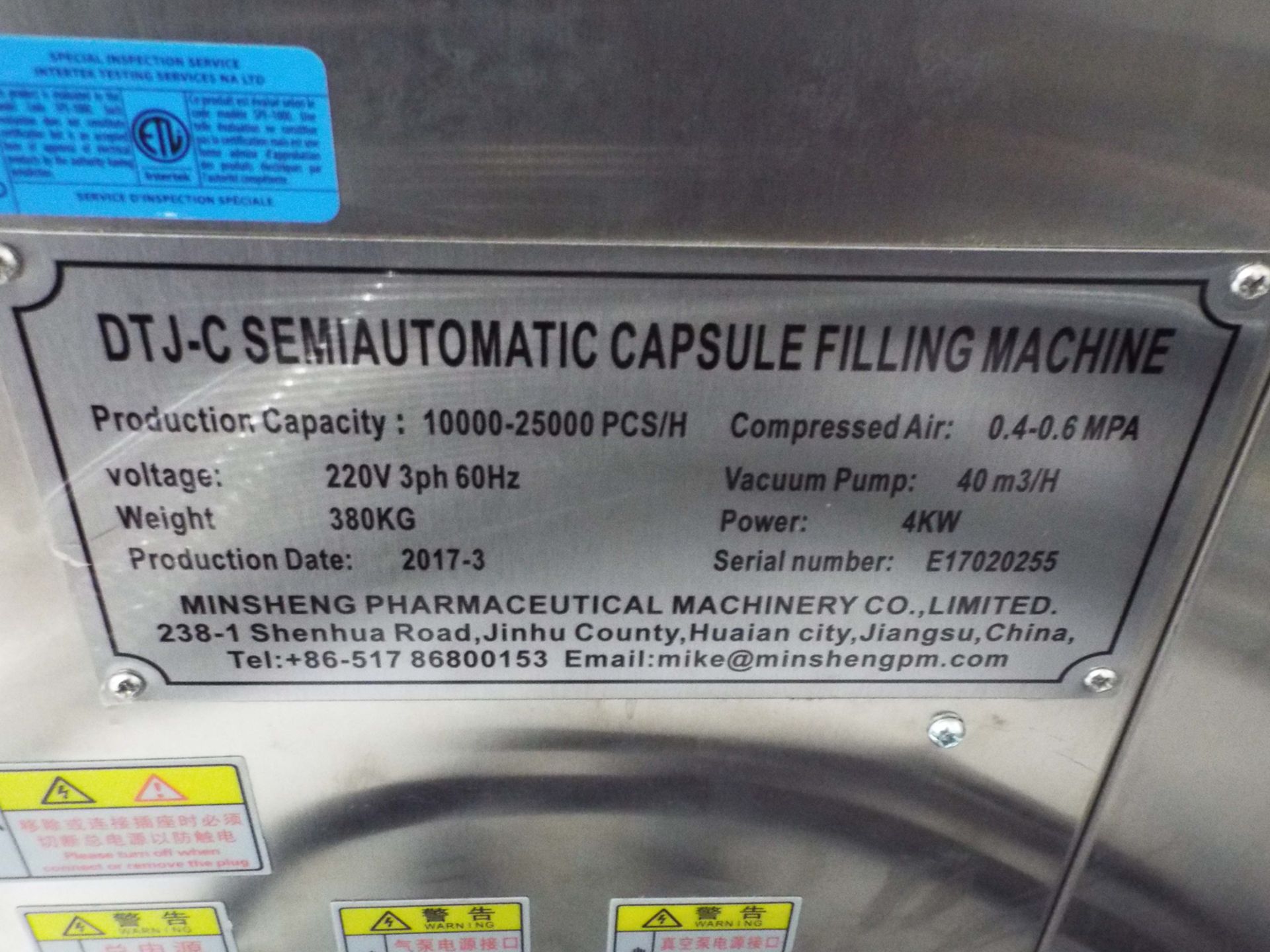 MINSHENG (2017) DTJ-C SEMI-AUTOMATIC STAINLESS STEEL CAPSULE FILLING MACHINE WITH 10,000 - 25,000 - Image 7 of 7