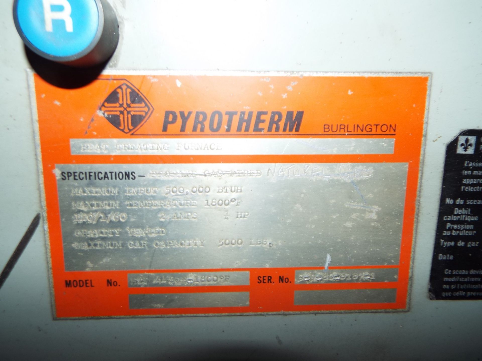 PYROTHERM (2016) HTF-448CB-1800 NATURAL GAS FIRED HEAT TREAT AND BAKE OVEN WITH 500,000 BTU/HR - Image 4 of 4