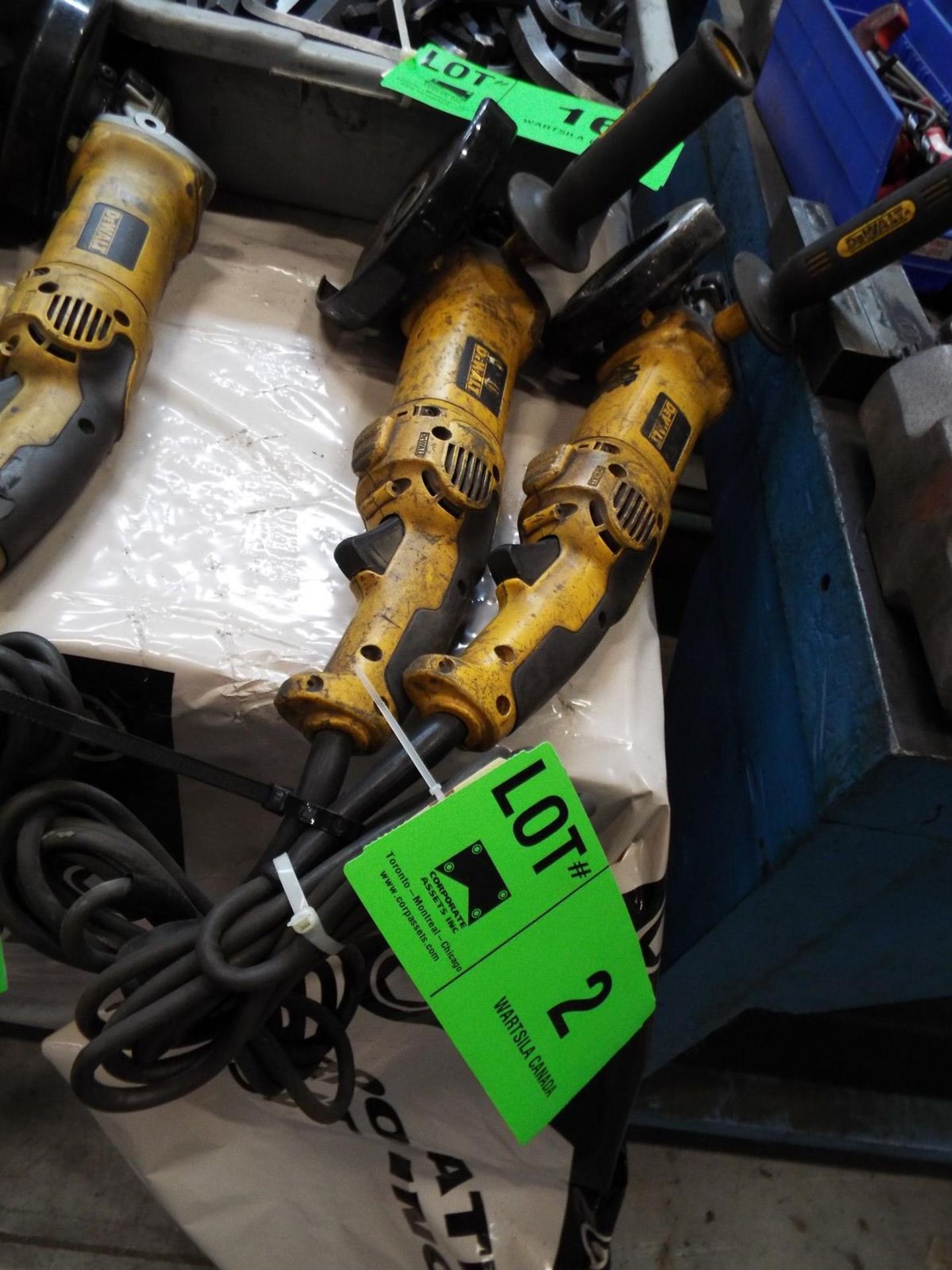 LOT/ (2) DEWALT ELECTRIC GRINDERS