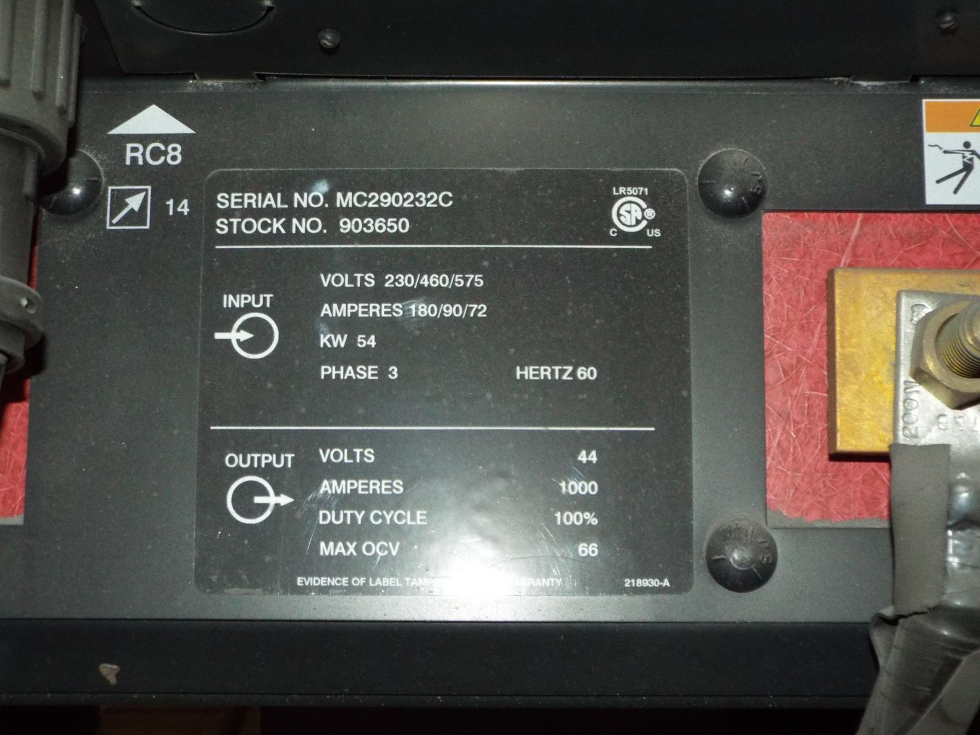 THERMACH (2014) AT-1000 PLASMA POWER SUPPLY, S/N MC290232C (CI) - [RIGGING FEE FOR LOT #199 - $225 - Image 2 of 3