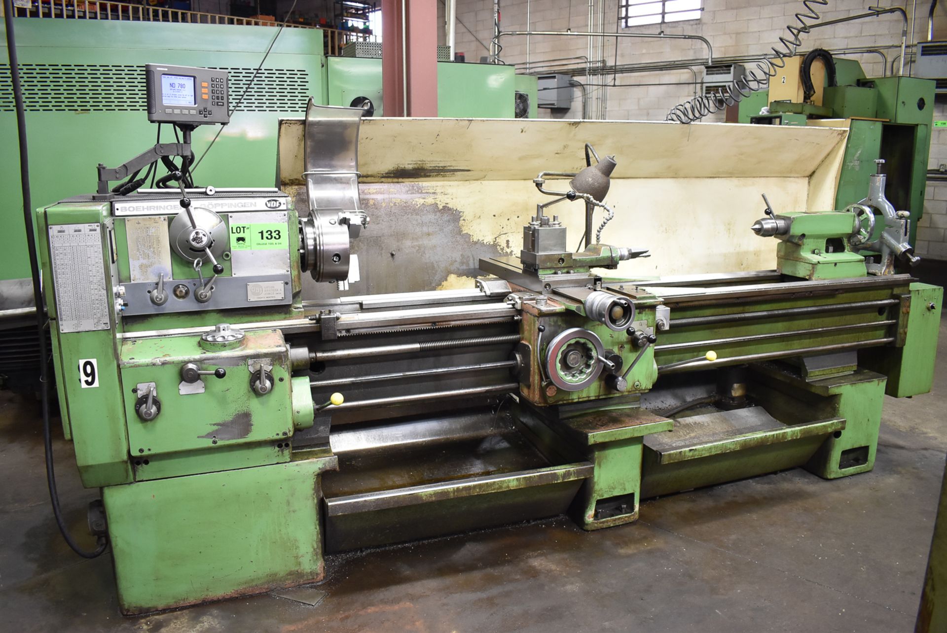 BOEHRINGER GOPPINGEN VDF ENGINE LATHE WITH 20" SWING OVER BED, 70" BETWEEN CENTERS, 2.5" SPINDLE