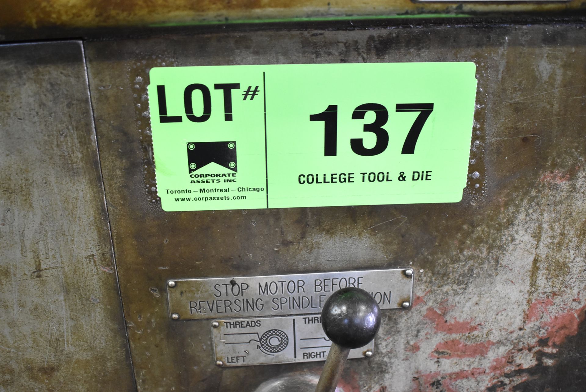 MANNAIONI MAN-AU-CYCLE 3"-4" THREADING LATHE, S/N N/A (CI) - [RIGGING FEE FOR LOT #137 - $500 - Image 3 of 3