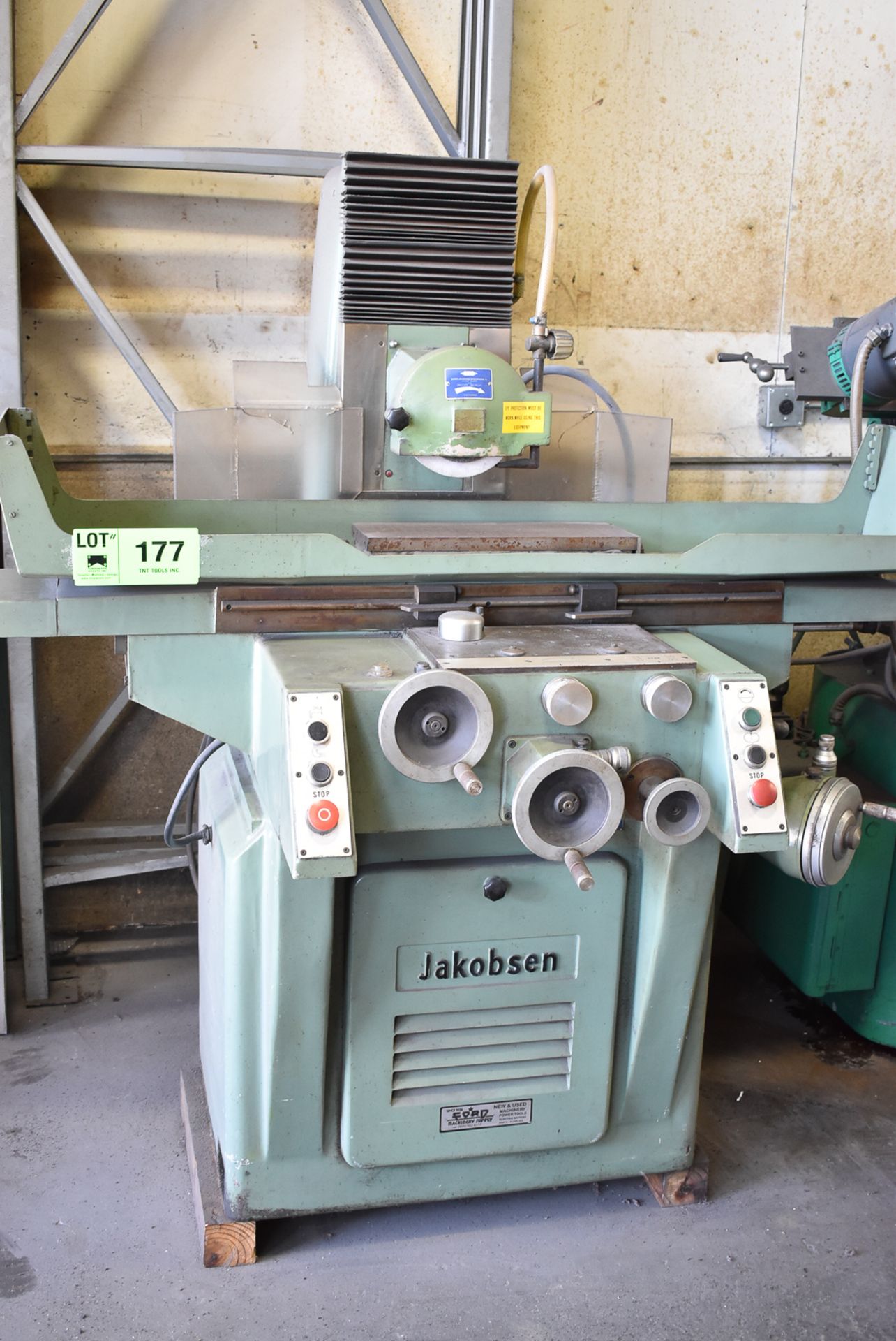 JAKOBSEN 618 HYDRAULIC SURFACE GRINDER WITH ECLIPSE 6"X18" MAGNETIC CHUCK, 8" WHEEL, INCREMENTAL