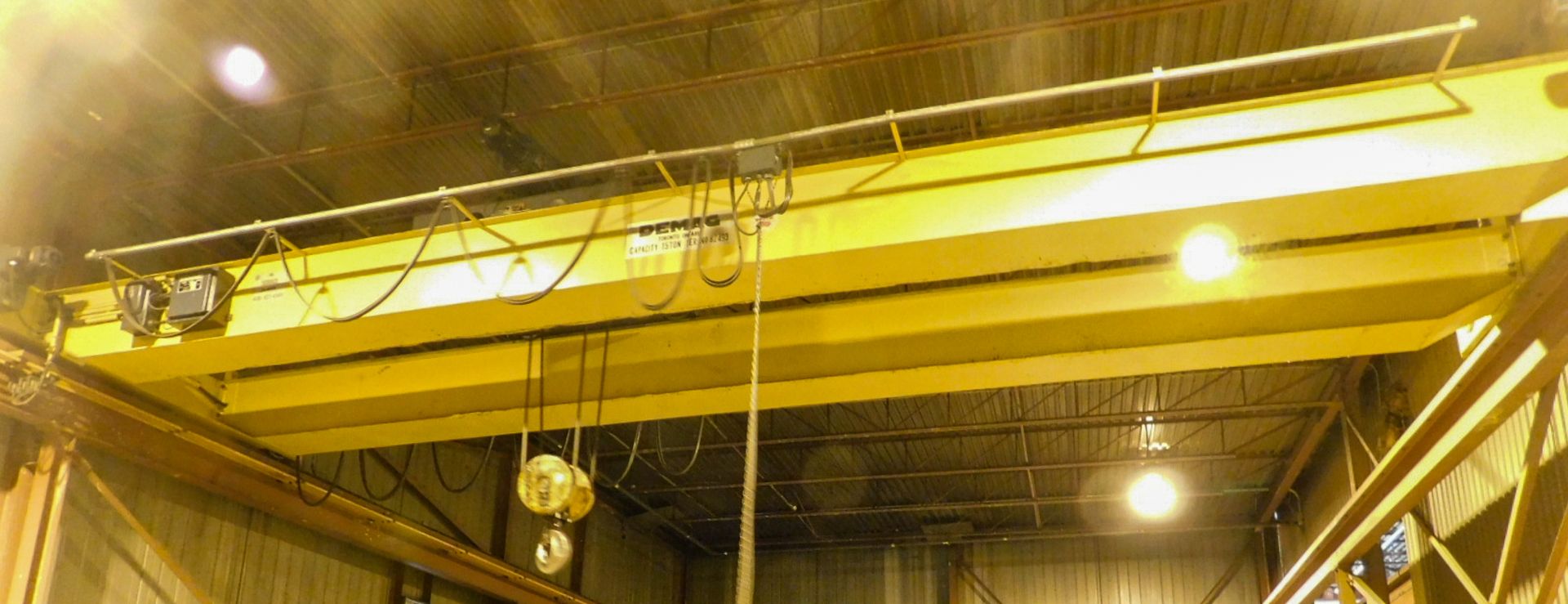 DEMAG 15 TON OVERHEAD TWIN BEAM TOP RUNNING BRIDGE CRANE WITH 36' SPAN, PENDANT CONTROL, S/N