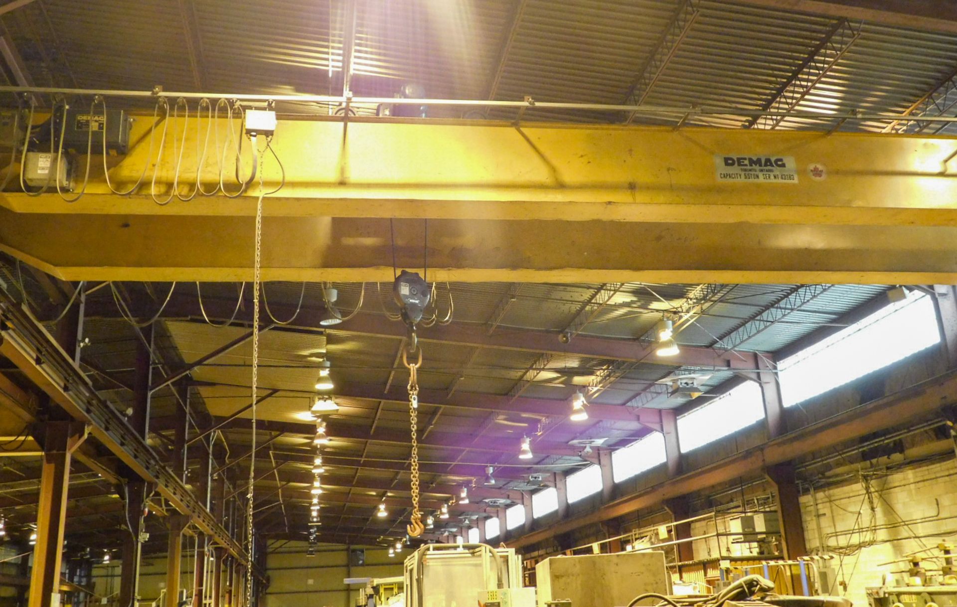 DEMAG 5.5 TON OVERHEAD TWIN BEAM TOP RUNNING BRIDGE CRANE WITH 31' 9" SPAN, PENDANT CONTROL, S/N