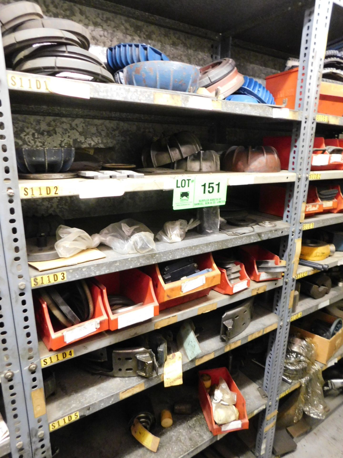 LOT/ CONTENTS OF SHELF UNIT WITH CRANE BRAKE PARTS