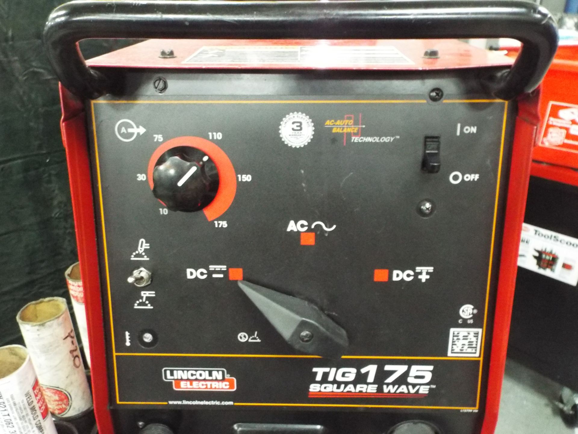 LINCOLN ELECTRIC SQUARE WAVE TIG 175 TIG WELDER WITH CABLES AND GUN, S/N: M3120801043 (NO TANK) - Image 2 of 2