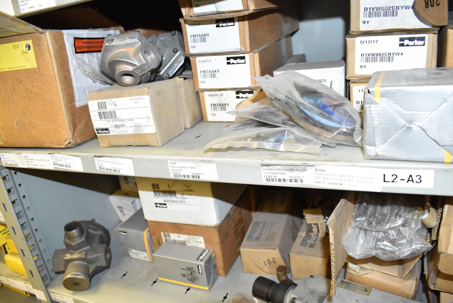 LOT/ CONTENTS OF SHELVES INCLUDING PARKER COMPONENTS, SPARE PARTS & MROs - Image 3 of 5
