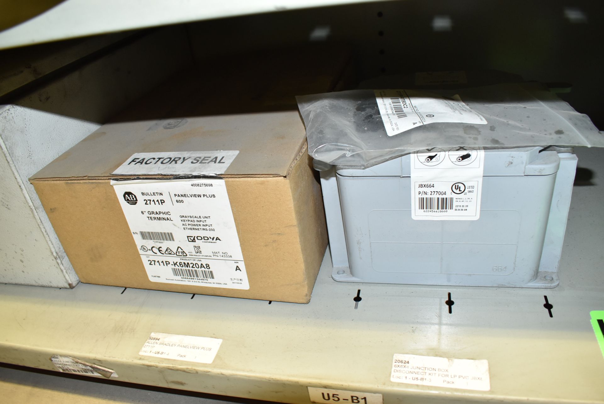 LOT/ CONTENTS OF SHELF INCLUDING ALLEN-BRADLEY PANELVIEW CONTROL, ELECTRICAL BOXES, SPARE COMPONENTS - Image 2 of 2