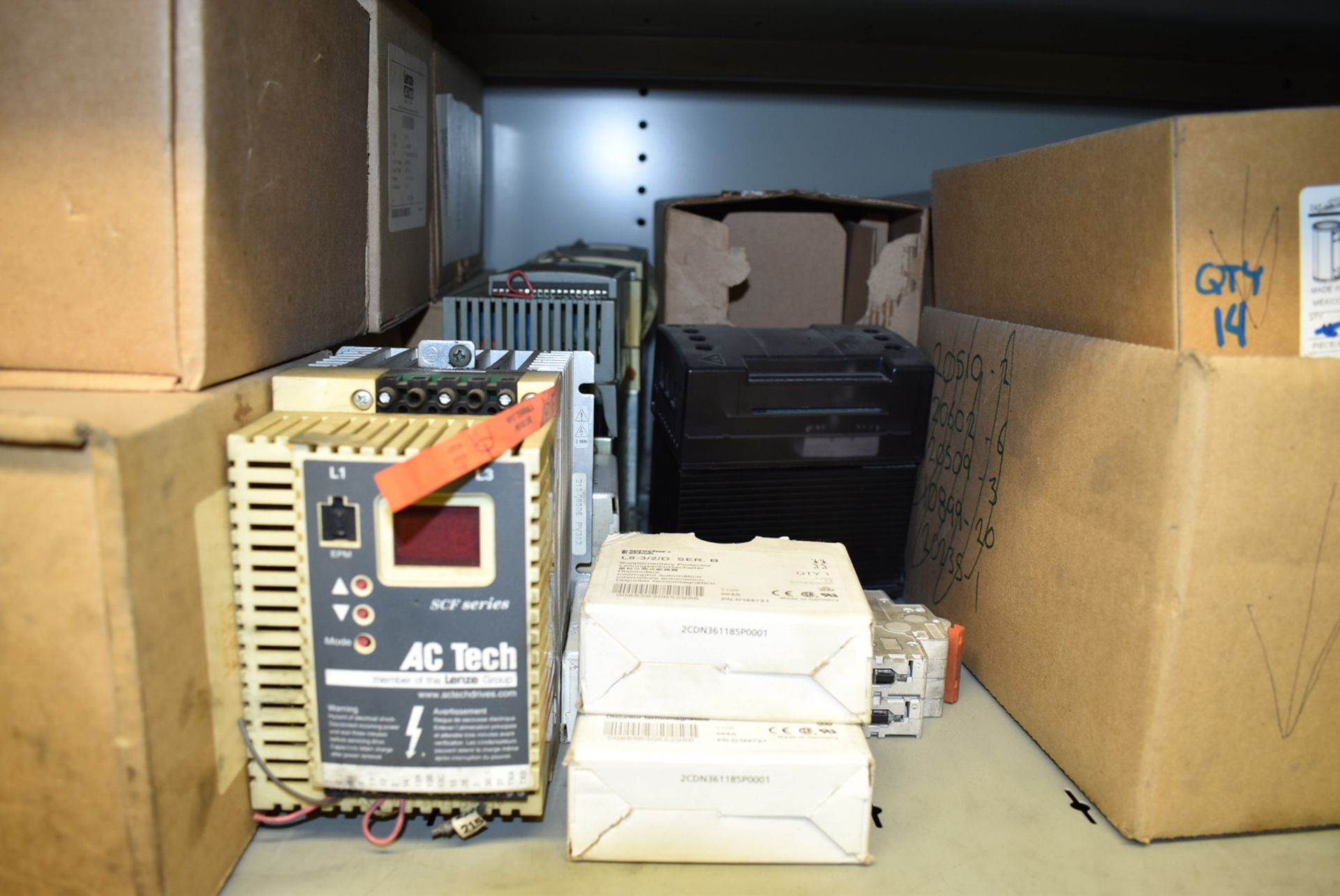 LOT/ CONTENTS OF SHELF INCLUDING CONDUIT JUNCTIONS, SERVO DRIVES, AC DRIVES, SPARE PARTS & MROs - Image 2 of 2