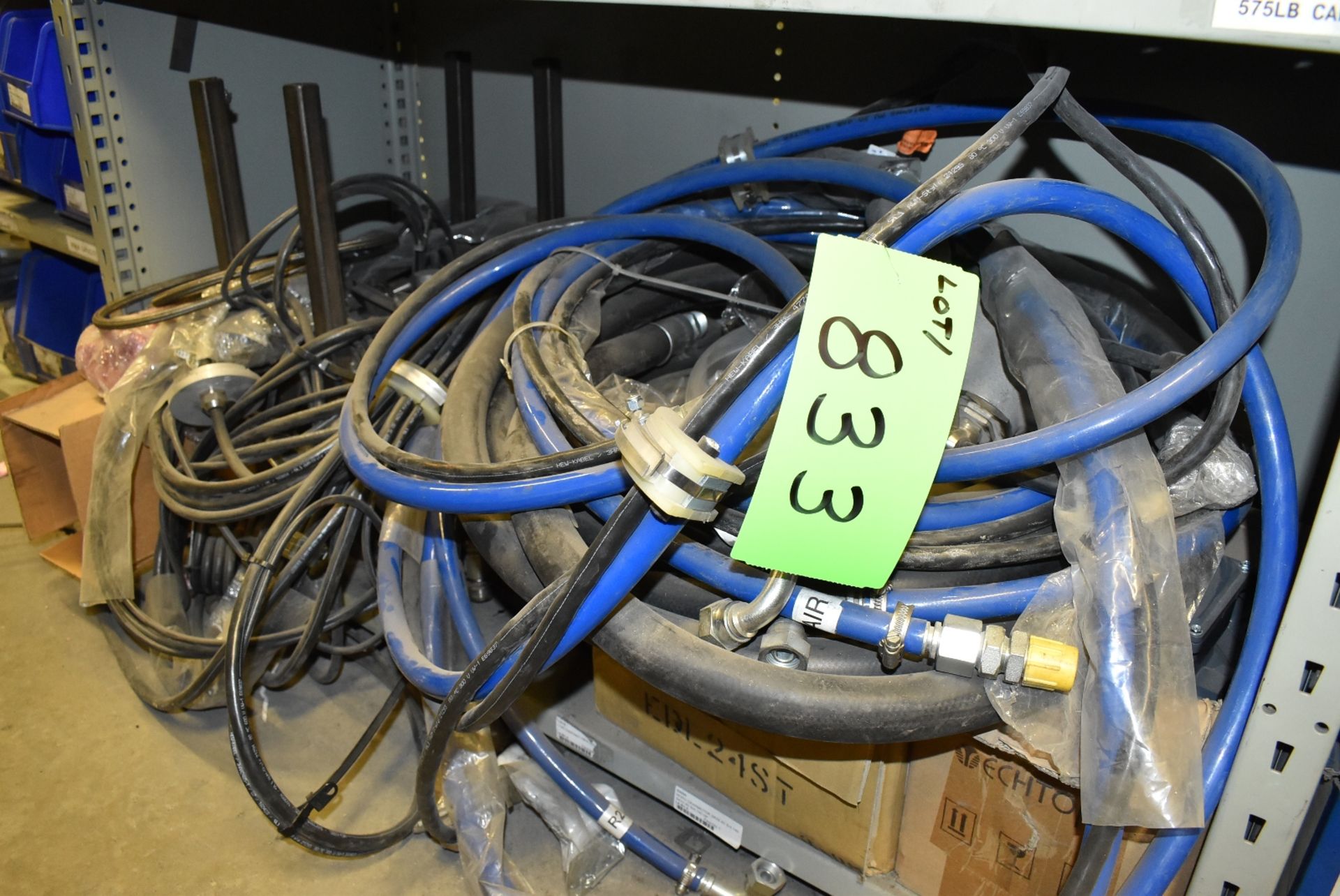 LOT/ CONTENTS OF SHELF INCLUDING AIR & WATER LINES, SPARE PARTS & MROs