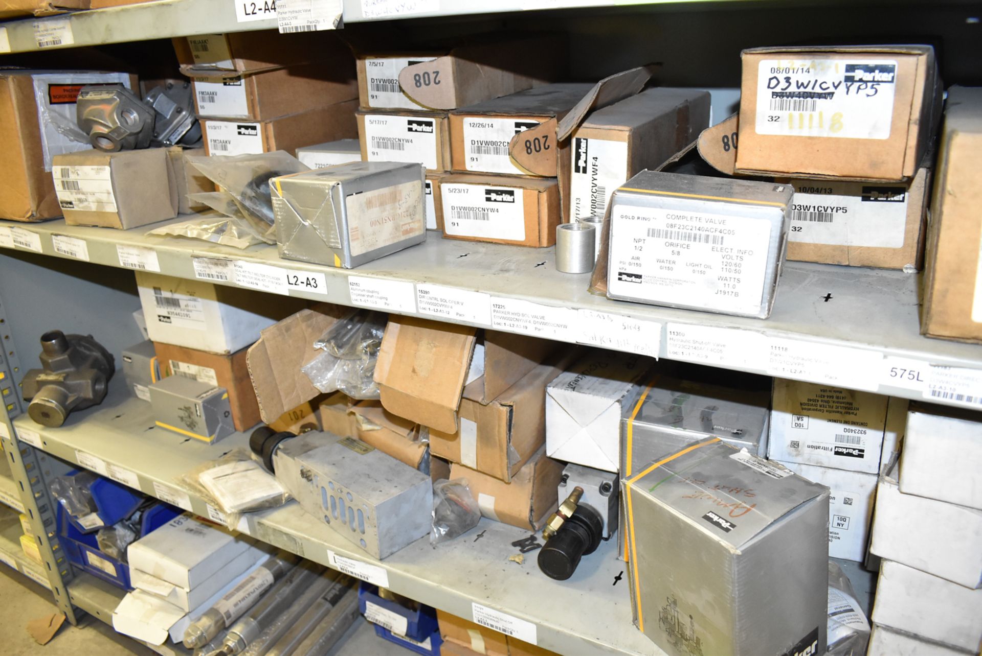 LOT/ CONTENTS OF SHELVES INCLUDING PARKER COMPONENTS, SPARE PARTS & MROs - Image 2 of 5