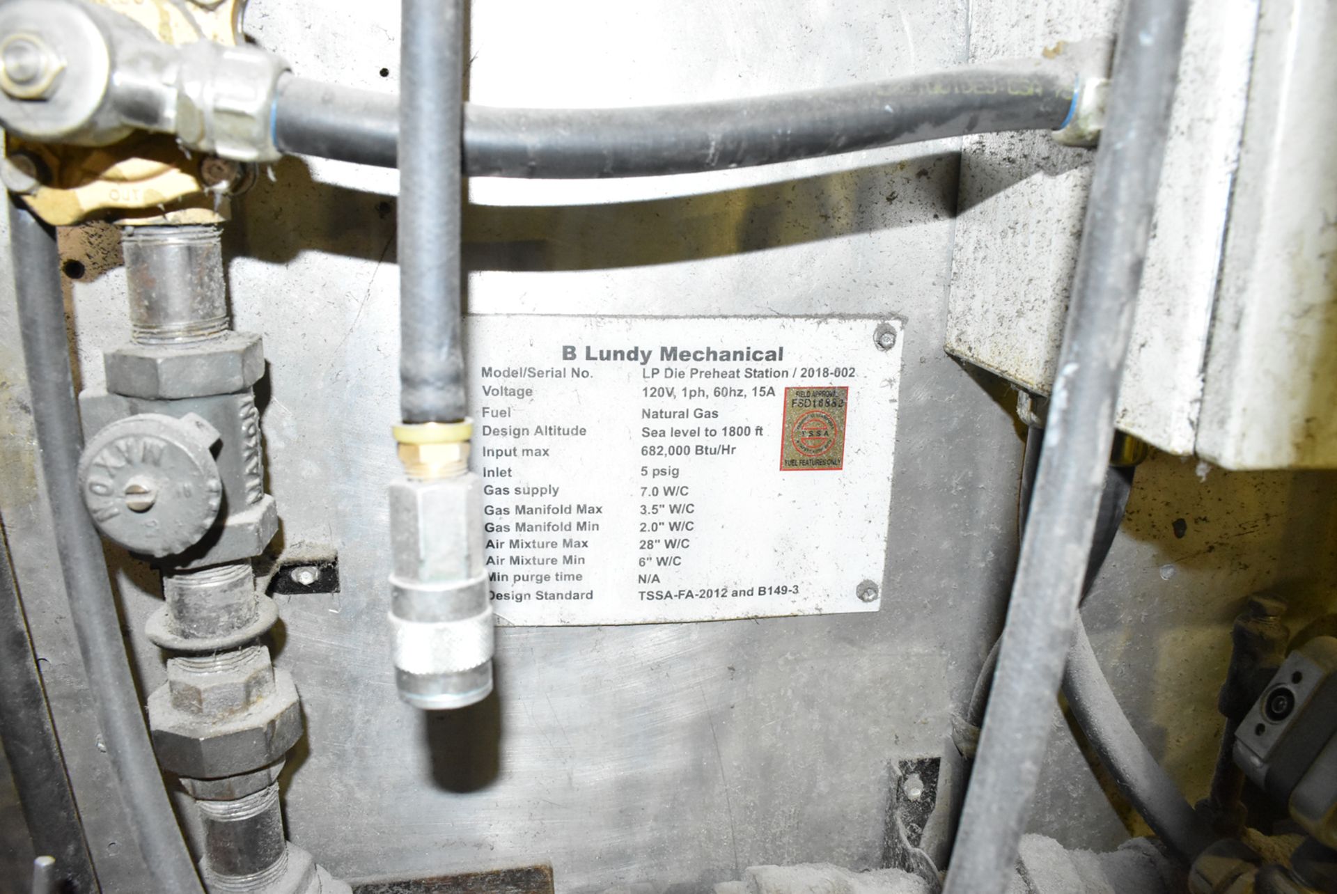 LUNDY (2018) NAT GAS FIRED DIE PRE-HEAT BURNER WITH HONEYWELL DIGITAL TEMP MONITOR CONTROL, 682, - Image 2 of 2