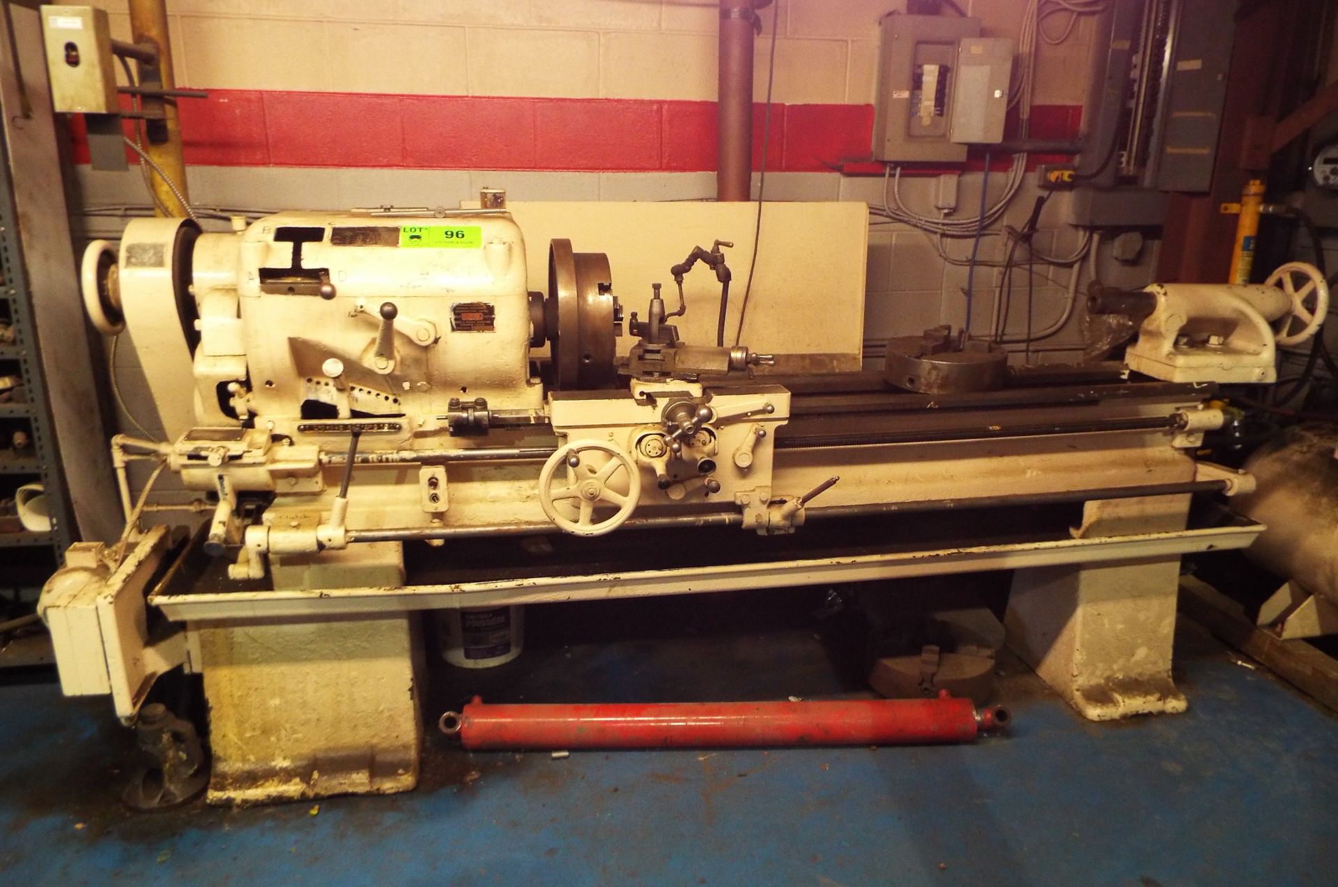 CANADA MACHINERY CORP. ENGINE LATHE WITH APPROX. 58" BETWEEN CENTERS, 1.5" SPINDLE BORE, 13" 3-JAW