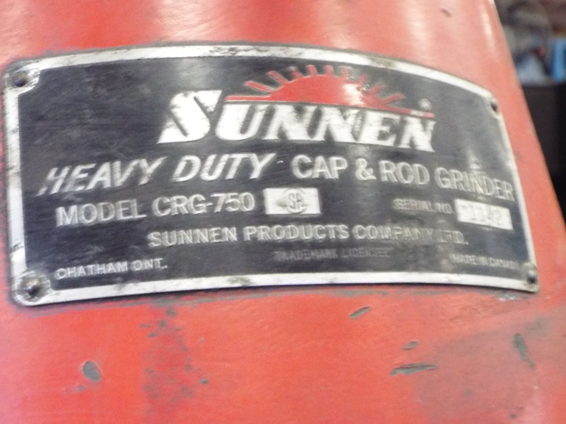 SUNNEN CRG-750 HEAVY DUTY CAP & ROD GRINDER, S/N: 1142 - Image 2 of 3