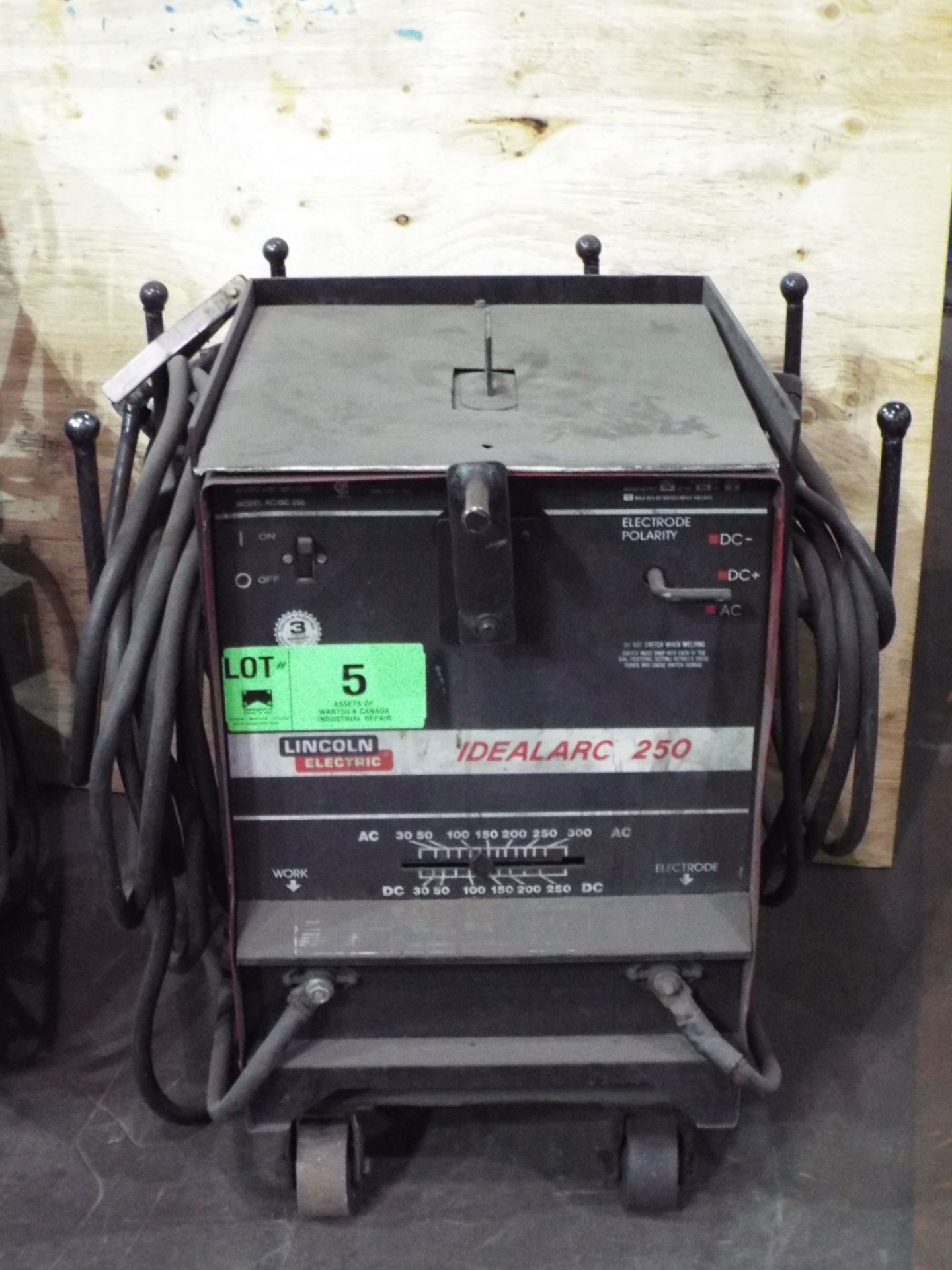 LINCOLN ELECTRIC IDEALARC 250 STICK WELDER WITH CABLES AND GUN, S/N: N/A