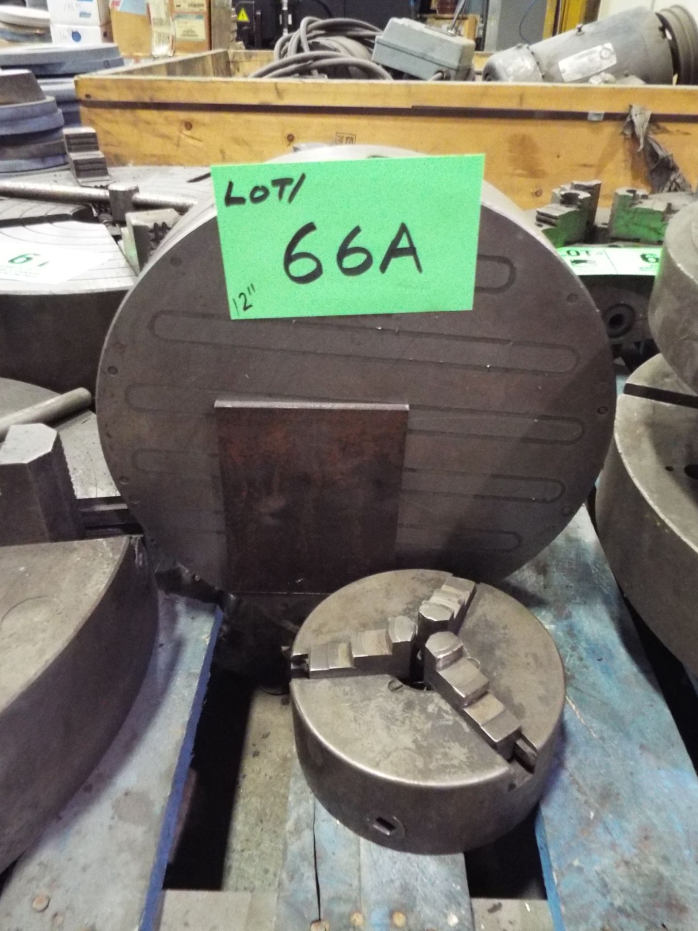 LOT/ 12" MAGNETIC CHUCK WITH 3 JAW CHUCK