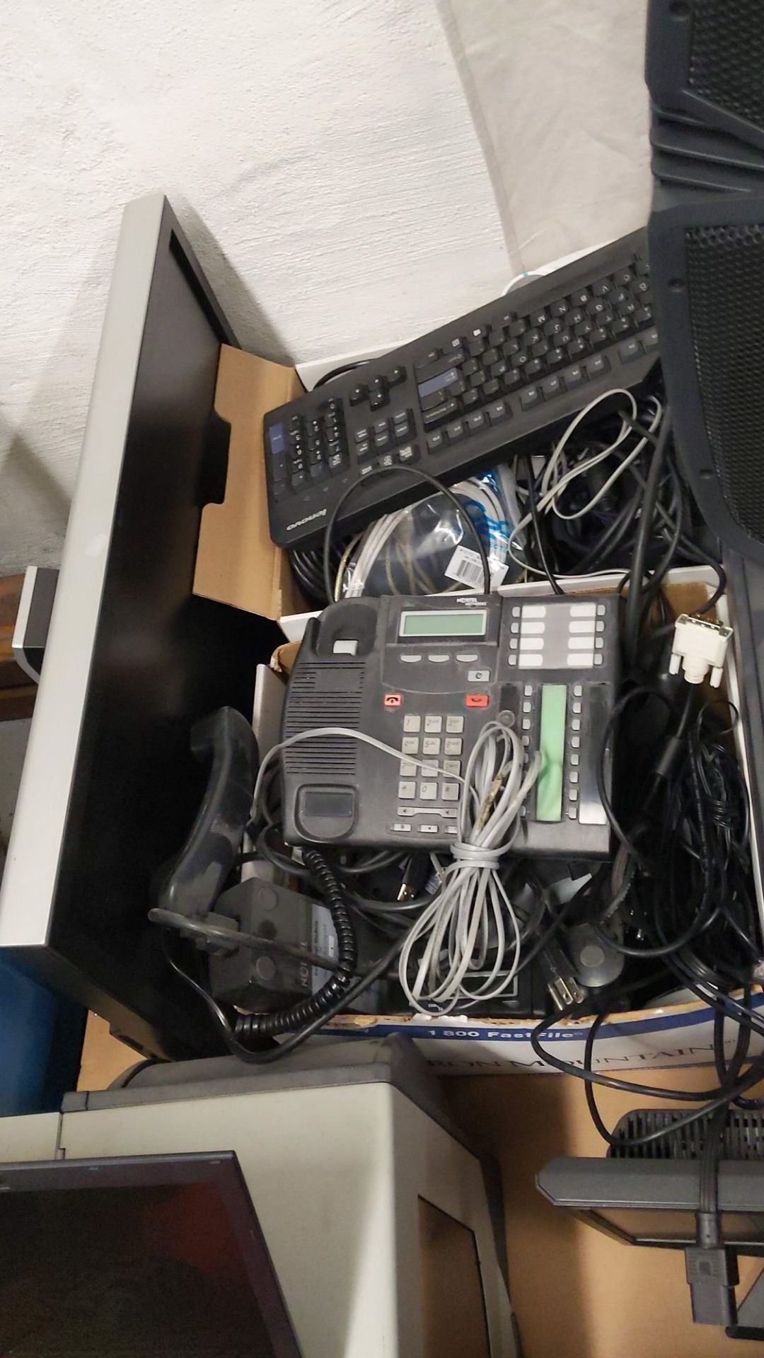 LOT/ CONTENTS OF SKID - SURPLUS COMPUTER COMPONENTS, ZEBRA LABEL PRINTER, MONITORS, TELEPHONES, SONY - Image 5 of 7