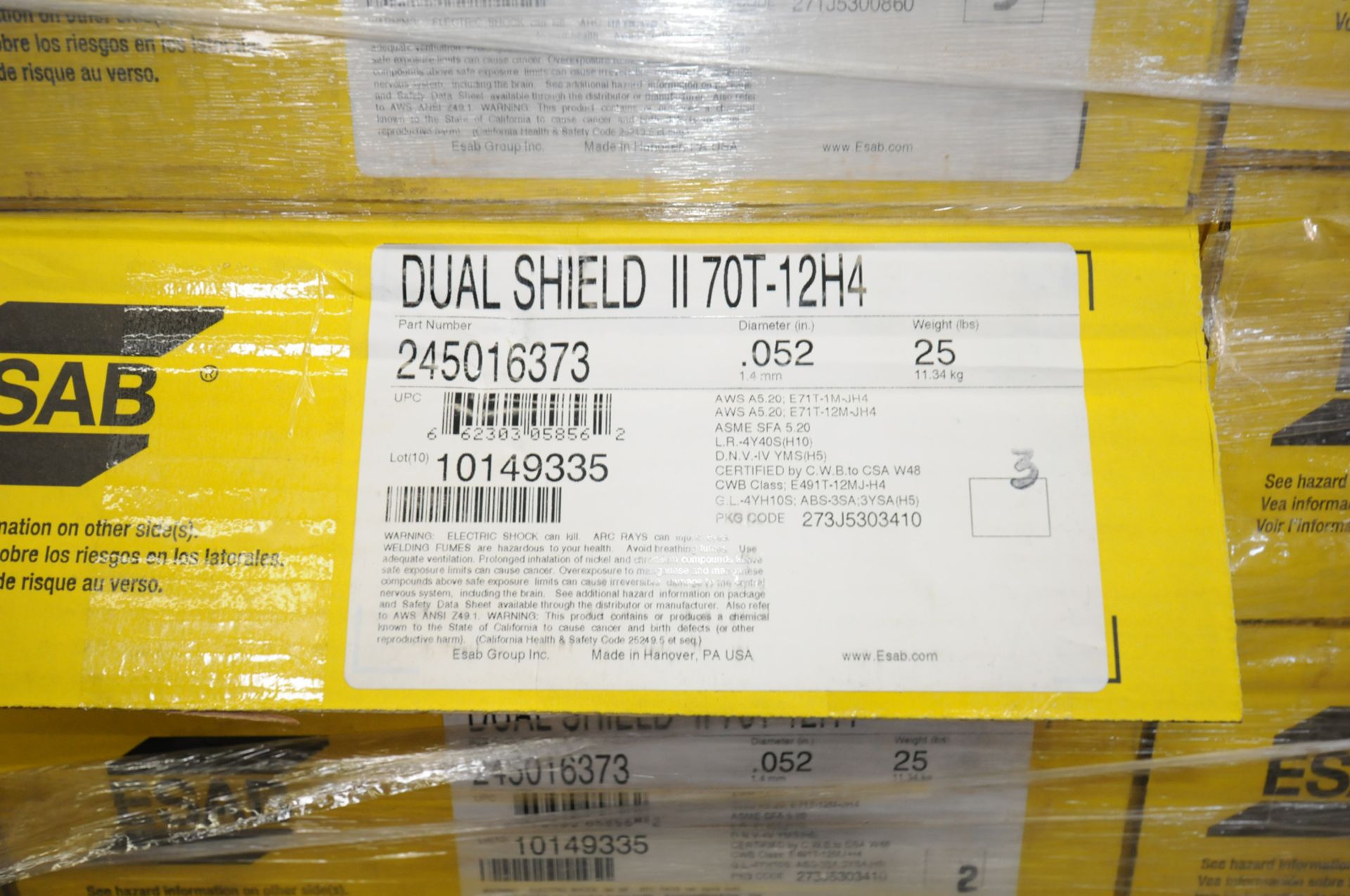 LOT/ (10) 25LB SPOOLS OF ESAB DUAL SHIELD II 70T-12H4 0.052" DIAMETER WELDING WIRE CONFORMING TO AWS - Image 3 of 4