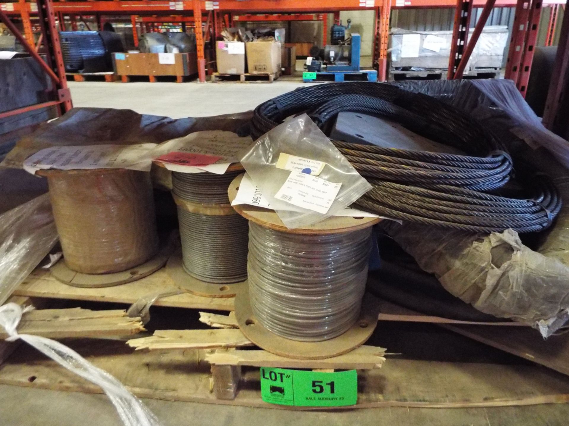 LOT/ SPOOLS OF STAINLESS STEEL WIRE ROPE