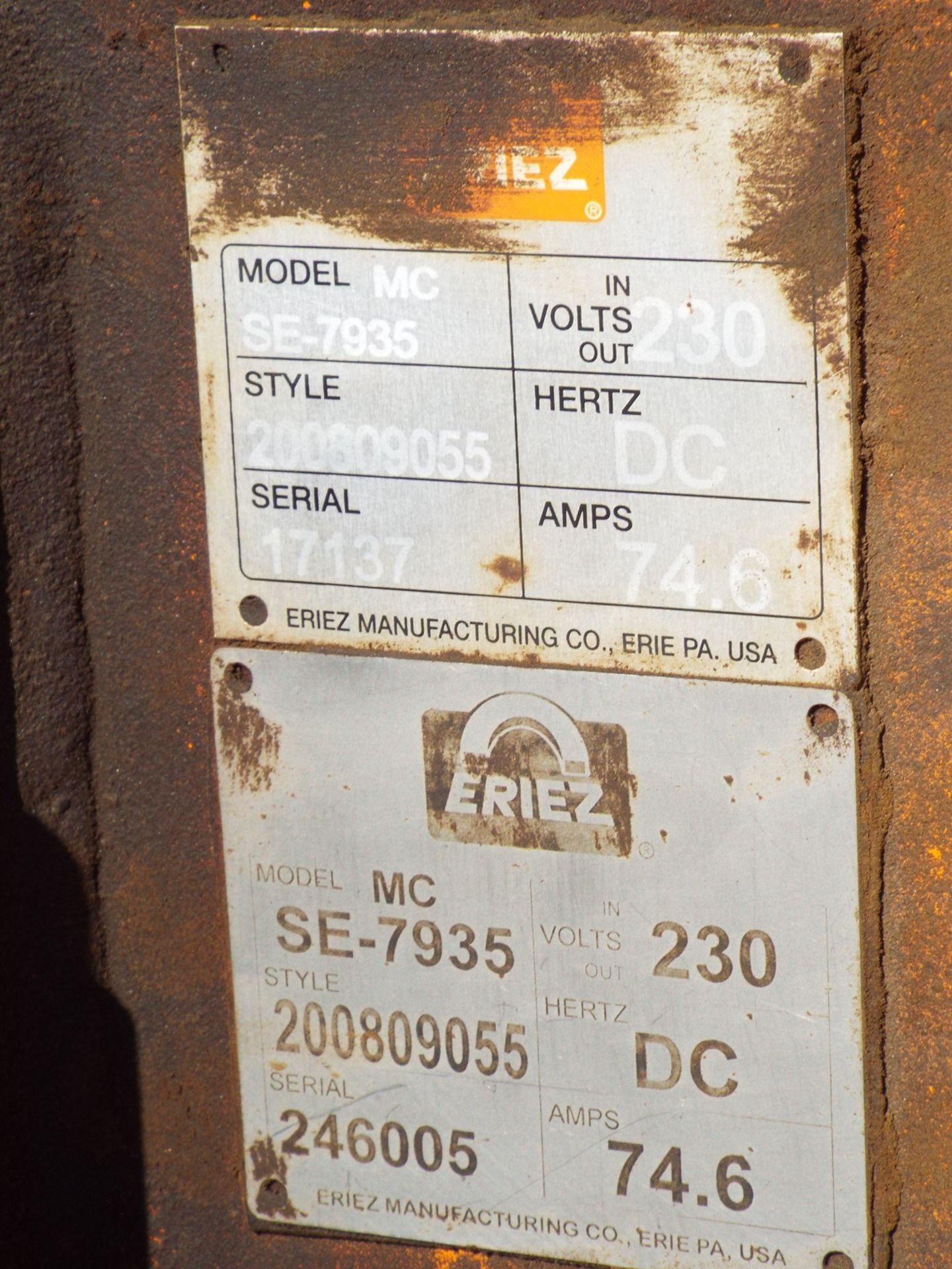 ERIEZ MC SE-7935 BELT MAGNET (LOCATED AT STOBIE MINE) - Image 8 of 8