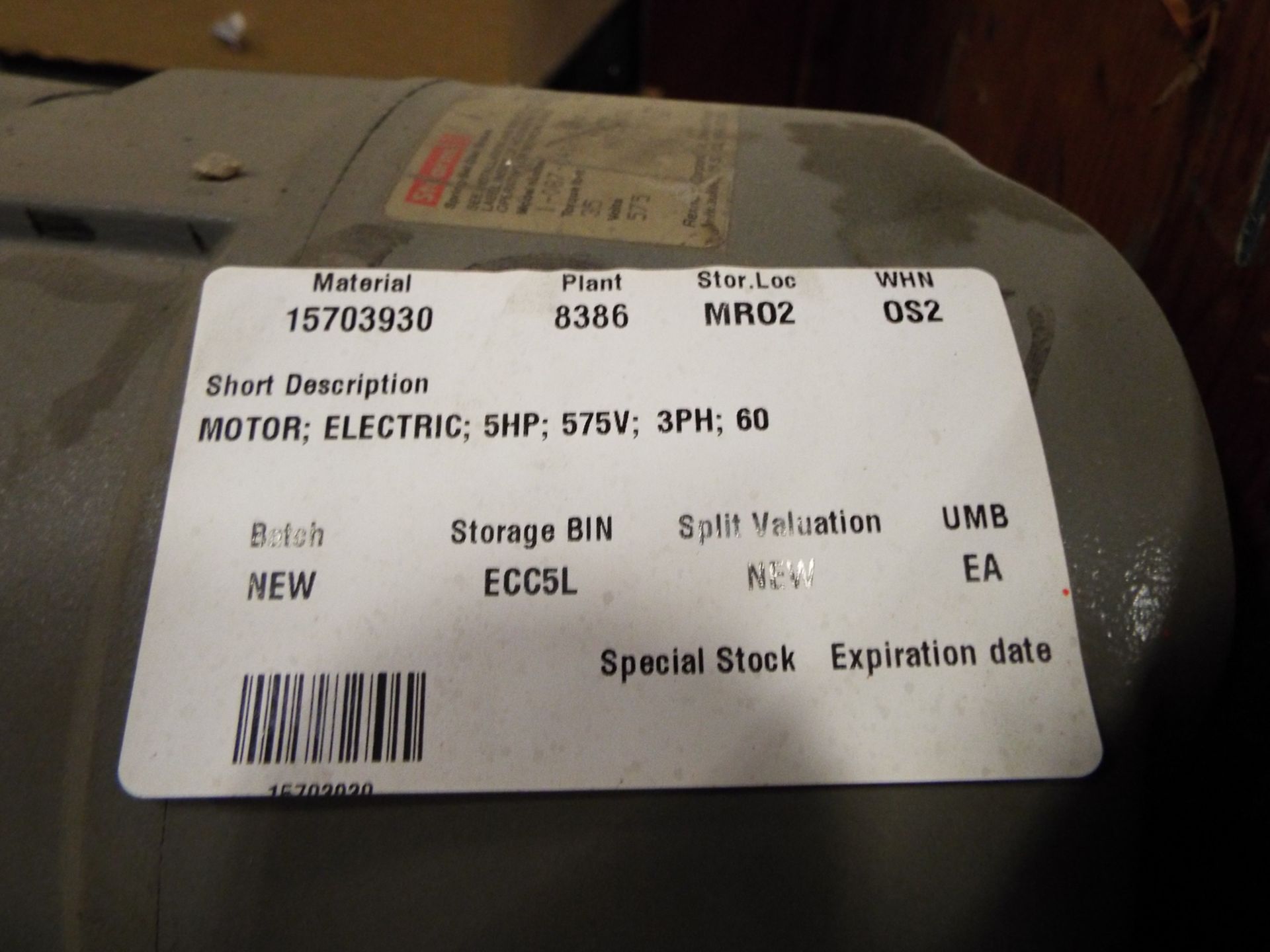 LOT/ ELECTRIC MOTOR, 575V/3PH/60HZ & 250KVA TRANSFORMER - Image 4 of 5