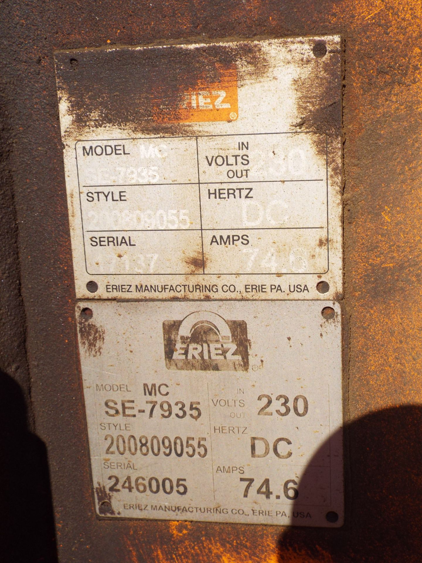 ERIEZ MC SE-7935 BELT MAGNET (LOCATED AT STOBIE MINE) - Image 7 of 8