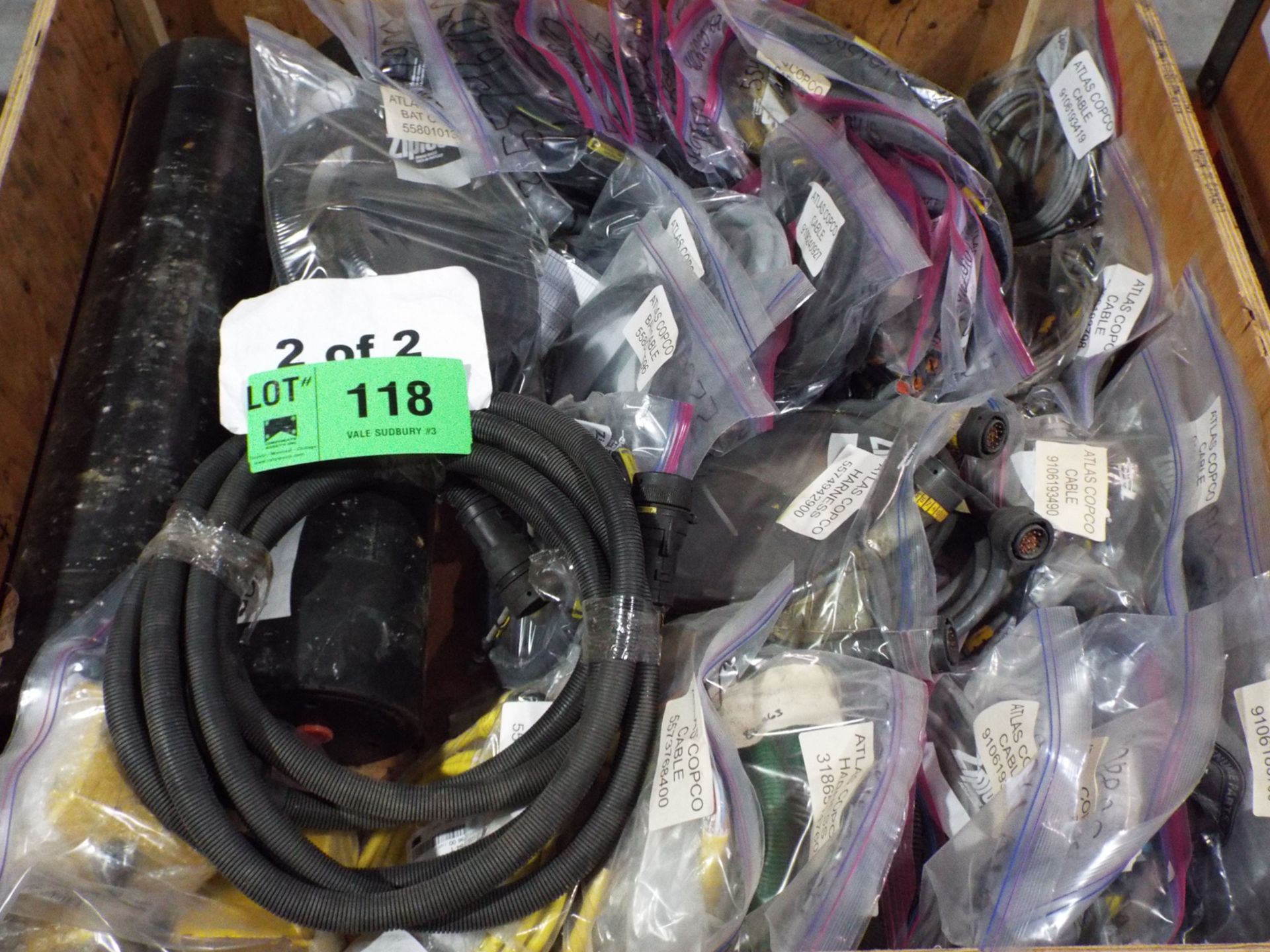 LOT/ ATLAS COPCO PARTS INCLUDING BUSHING STEEL, CONE, BAT CABLE, AND OTHER CABLES/HARNESSES - Image 8 of 16