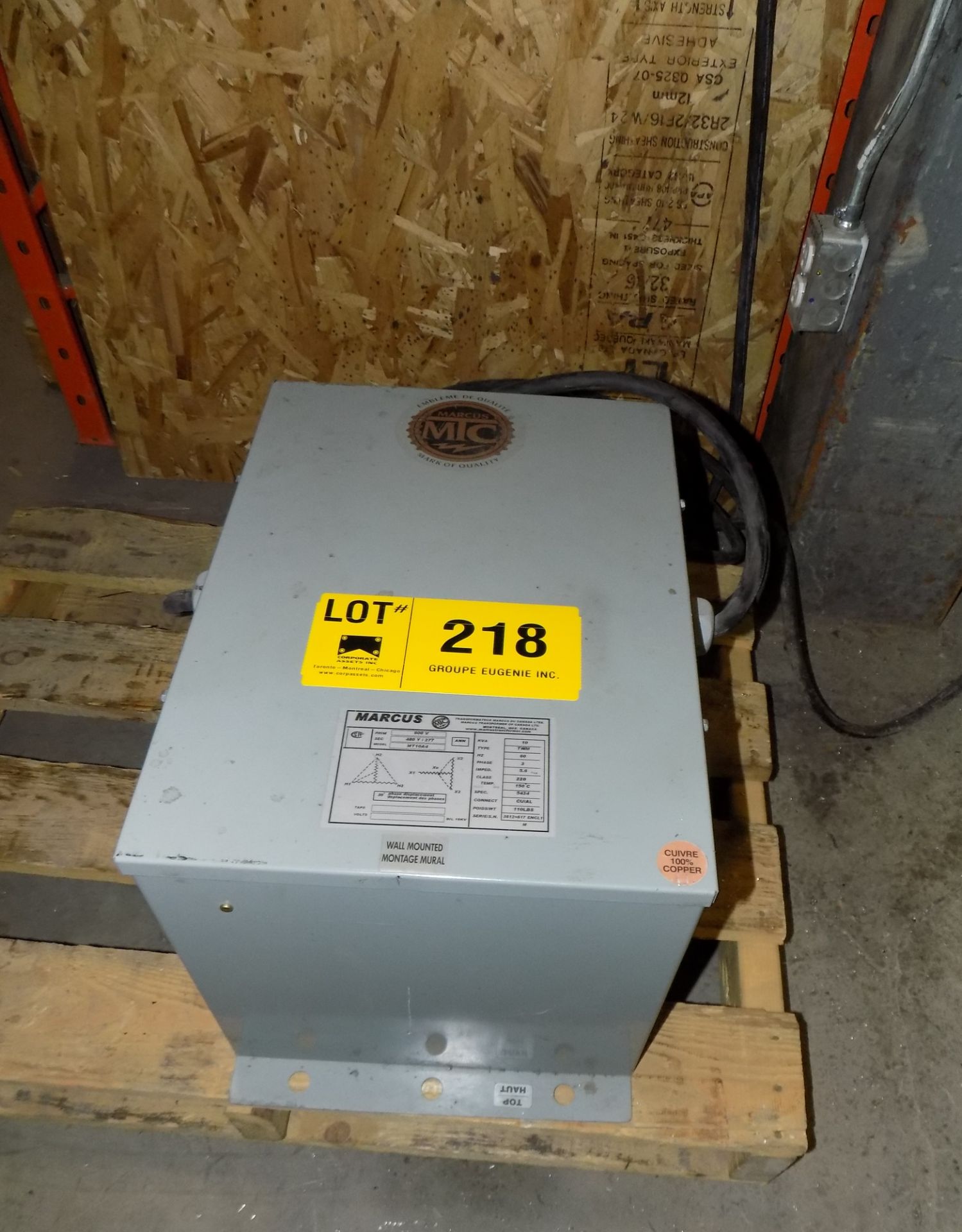 MARCUS 10KVA/600-480-277V/3PH/60HZ TRANSFORMER