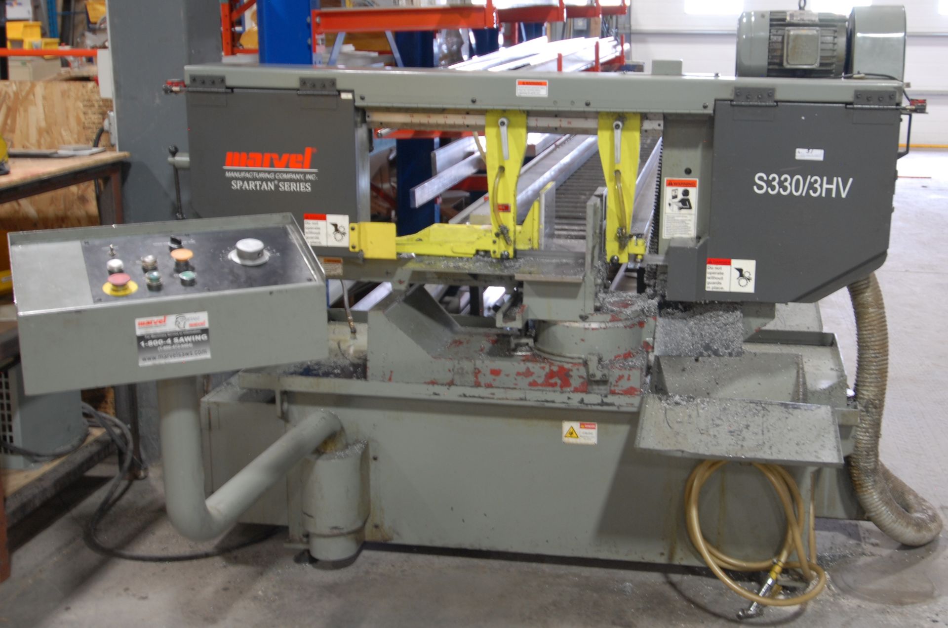 MARVEL S330/3HV HIGH SPEED METAL CUTTING HORIZONTAL BAND SAW WITH MITERING CAPABILITY TO 60 DEGREES,
